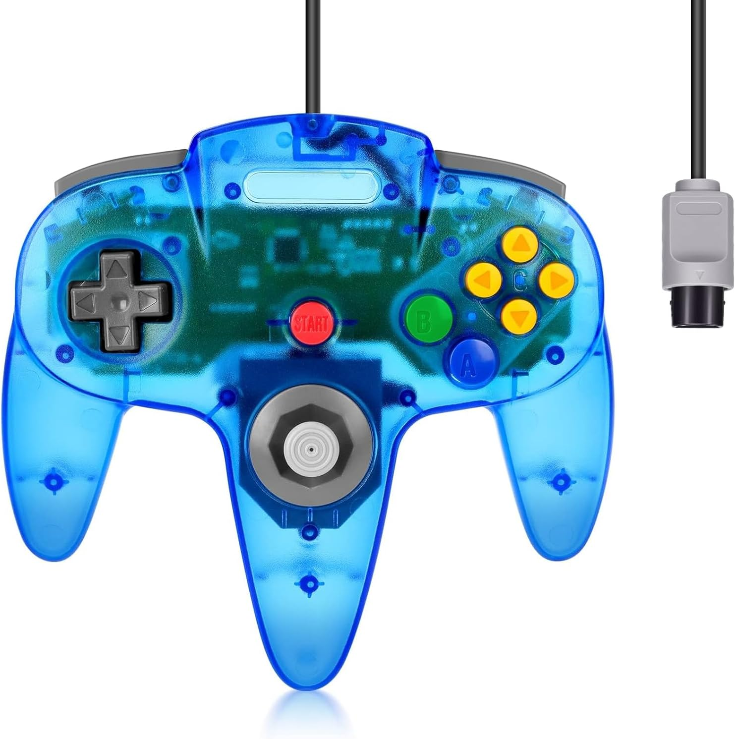 Retro N64 Wired Gaming Remote Joystick Replacement Controller for N64 System Video Games Console (&zwnj;Transparent Blue)