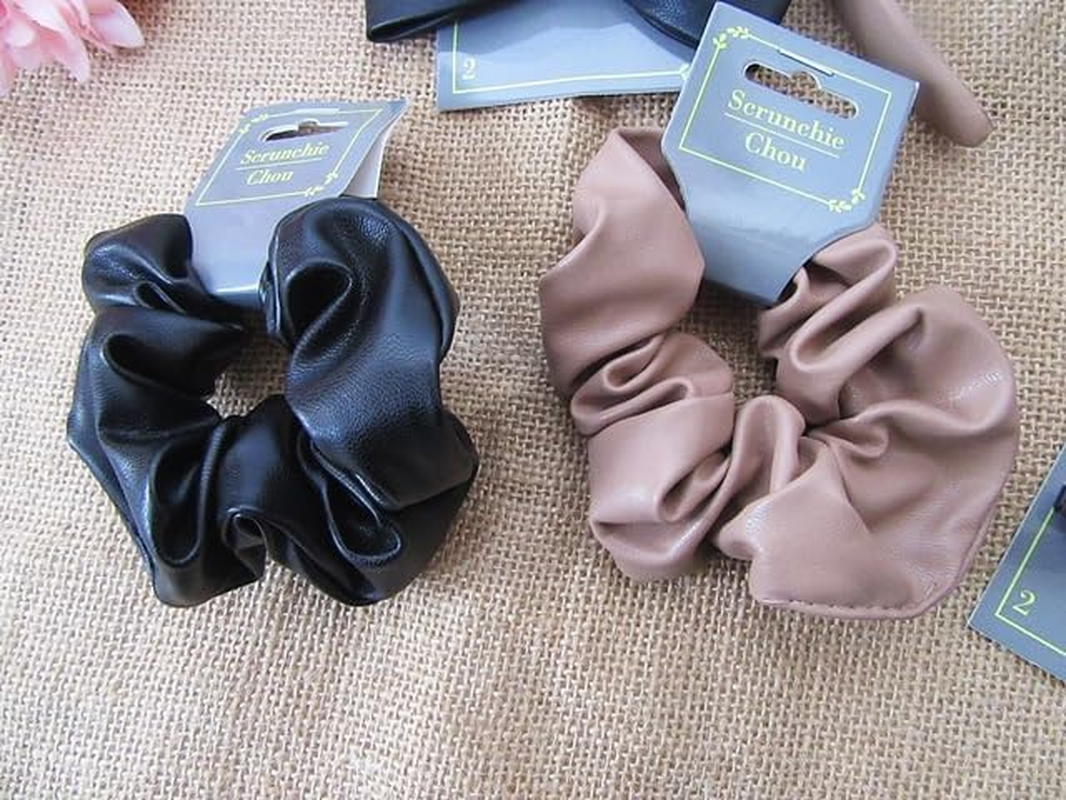 36Sheet PU Leather Hair Bows Scrunchie Headband Assorted image number 1