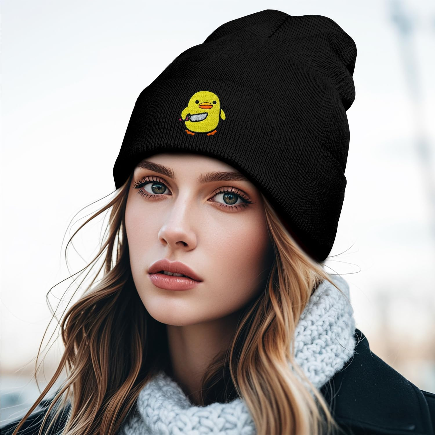 SHUNLCD Funny Cool Beanies Cute Gothic Emo Knit Hat for Men and Women image number 2