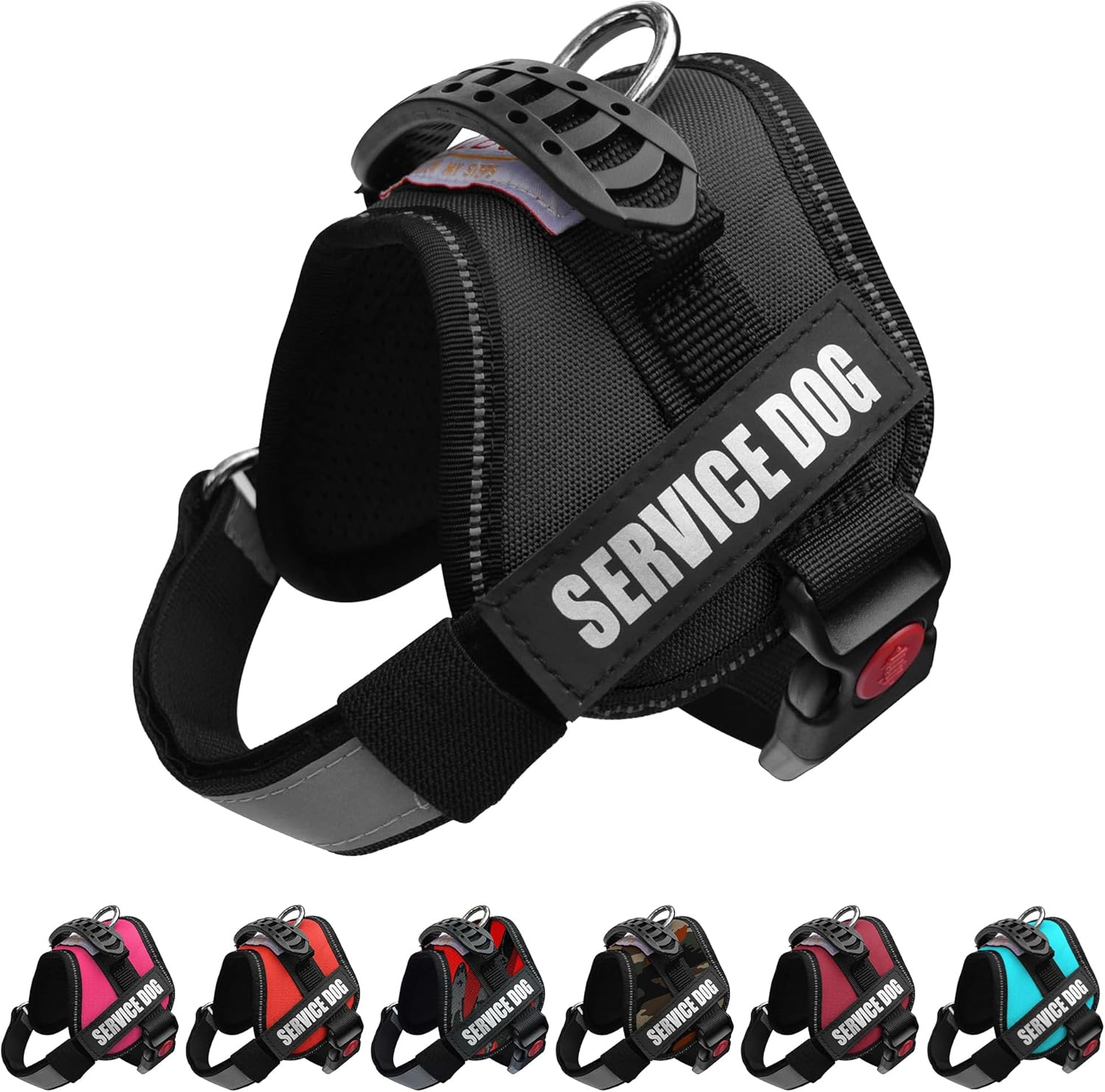 ALBCORP Service Dog Vest Harness &ndash; Reflective, No-Pull Harness with Handle & Comfy Mesh Padding &ndash; Sizes XXS-XL for Puppies, Small & Large Dogs &ndash; 2 Removable Service Patches Included(Xxs, Red)