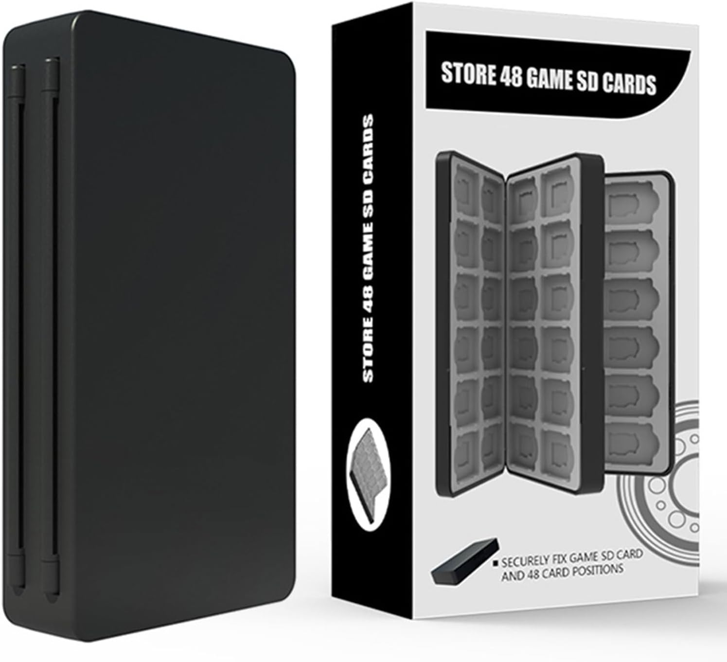 Wesoke Game Card Case for Nintendo Switch/Oled/Lite or Micro SD Memory Cards, Portable Black Game Card Storage Holder Box Cartridge Case with 48 Game Card Slots & Magnetic Closure & Hard Shell