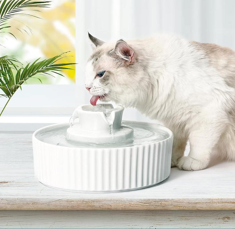 YES4PETS Porcelain Electric Pet Water Fountain Dog Cat Ceramic Water Feeder Bowl Dispenser image number 3