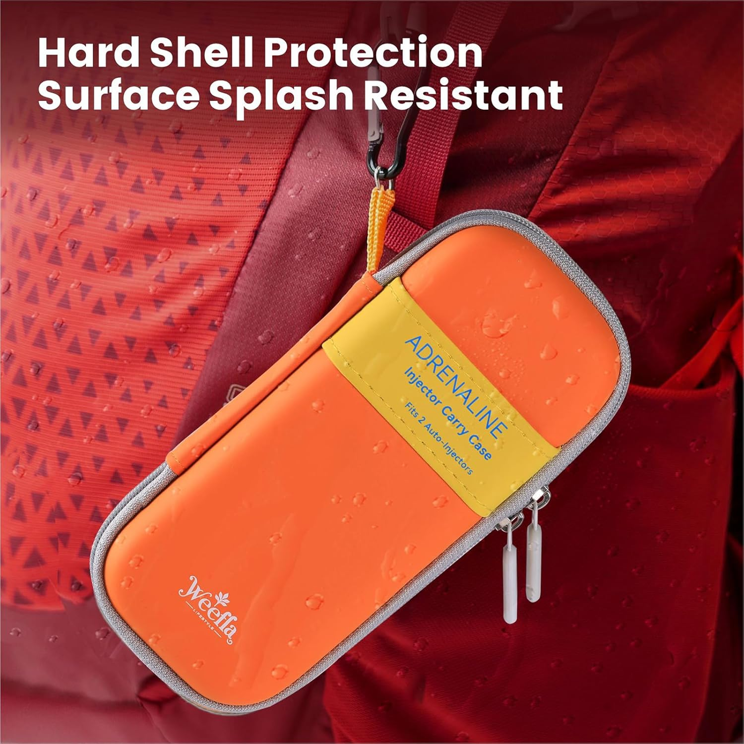 Weefla Empty Hard-Shell Carry Case for Epipen, Ultra Slim Holder for 2 Epi Pen Auto-Injectors, High-Visibility, Splash Resistant, Compact Travel Size for First Responder & Allergy Sufferer (YL) - Yellow image number 4