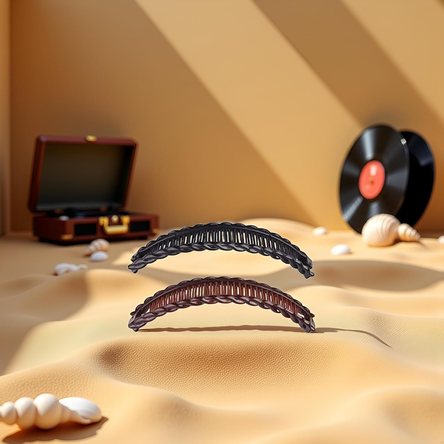 2Pack One Black and One Brown Tort Banana Clips Fish Clips Combs Tool Vintage Clincher for Thick Curly Hair Accessories Long Hair Clips Comb Fish Grip Slide Hair Clips, Clips and Barrettes image number 1