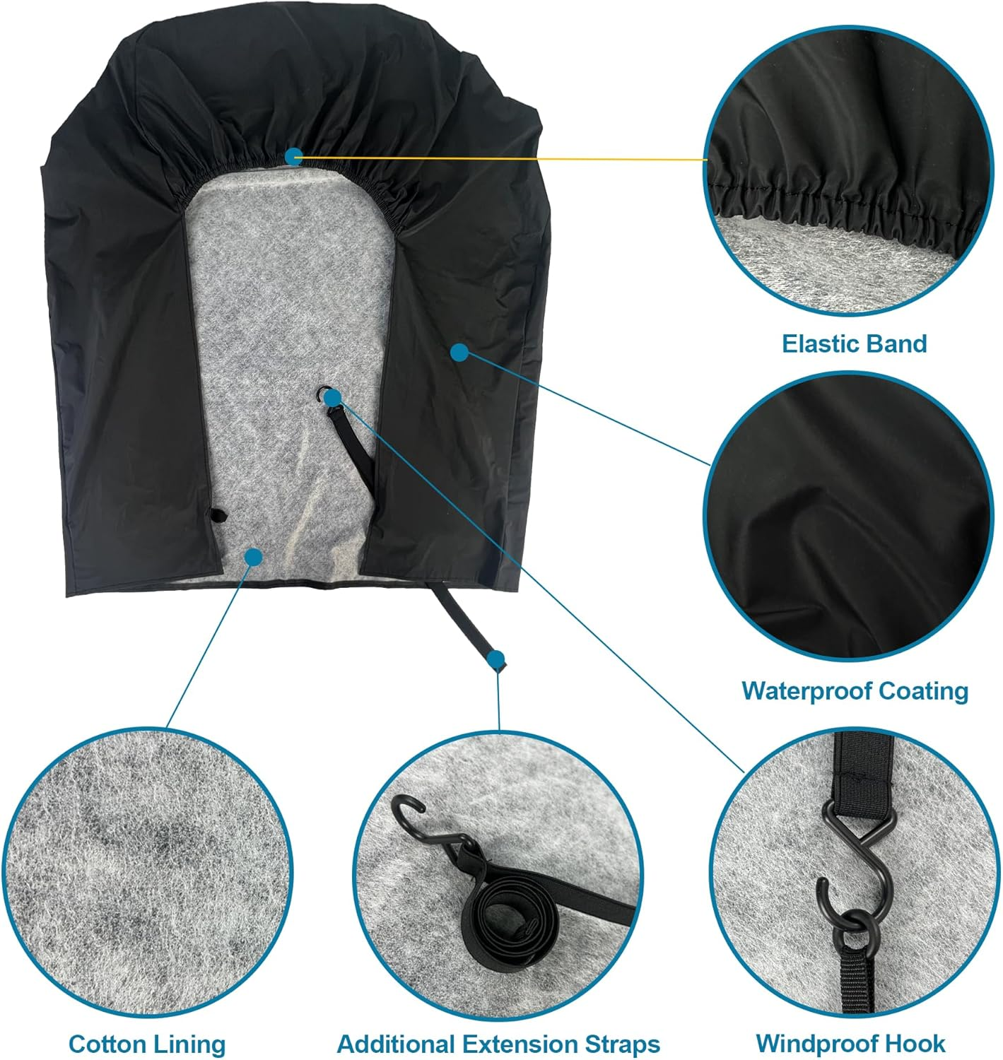 Tire Covers 4 Pack, Tough Tire Wheel Protector for RV, Truck, SUV, Travel Trailer, Jeep, Camper, Universal Outdoor Waterproof Windproof Tire Cover Set Fits Tire Diameters 27-29 Inches(Black) image number 2