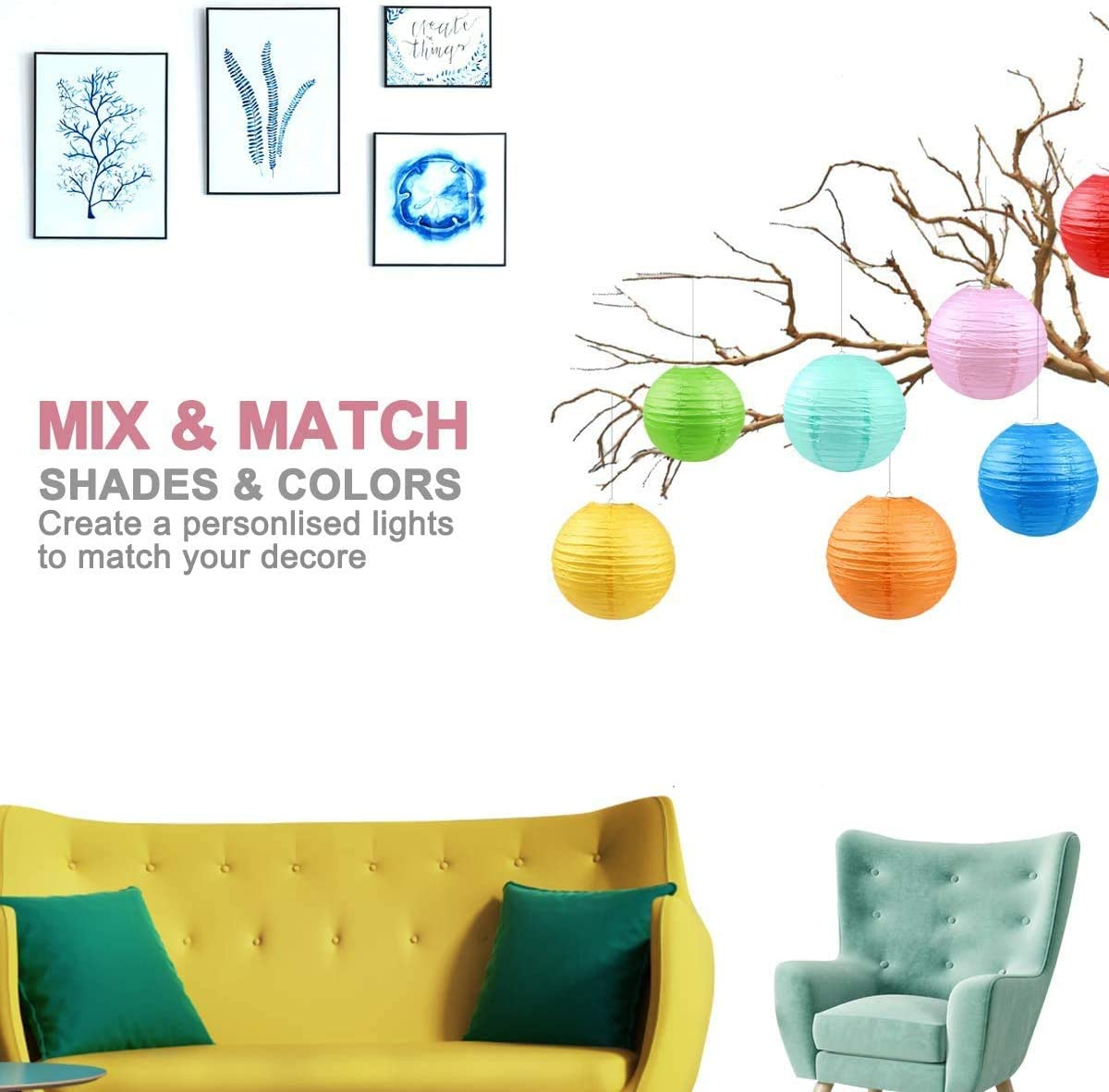 10 Packs round Paper Lanterns Decorations - 12 Inch Colorful Chinese Balloon Hanging Decorations with Assorted Rainbow Colors for Birthday Wedding Baby Shower Home Decor Ceiling Party Supplies image number 2