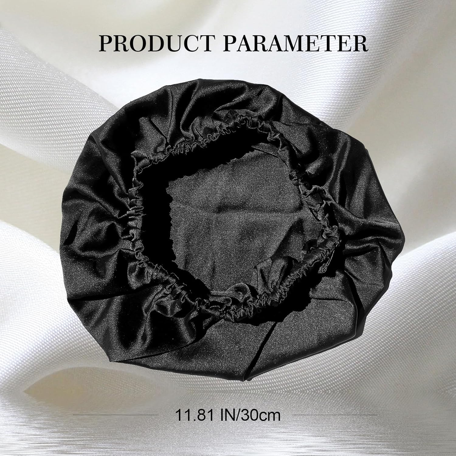 Satin Bonnet Silk Bonnet for Sleeping Women, Double Layer Hair Bonnet Wrap Sleep Cap for Women Curly Hair, Black, One Size