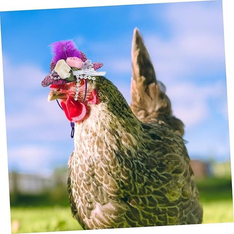 Ksngtixe 5Pcs Floral Chicken Hats - Adjustable Strap Bird Headwear, Lightweight Pet Hat for Small Pets, Chickens, Parrots & Parakeets, Ideal Photo Props image number 5