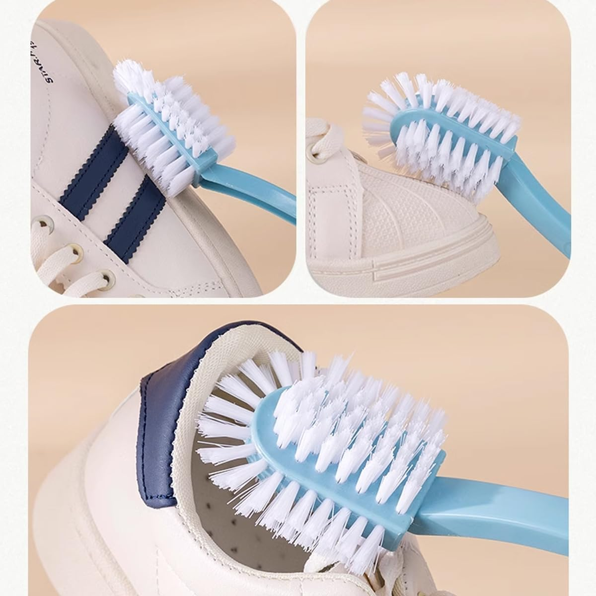 NILLOS Professional Shoe Brush, 3 PCS Portable Cleaning Brush Shoe Washing Brush for Cleaning Clothes and Sneakers (Pink, Blue, Green) image number 5