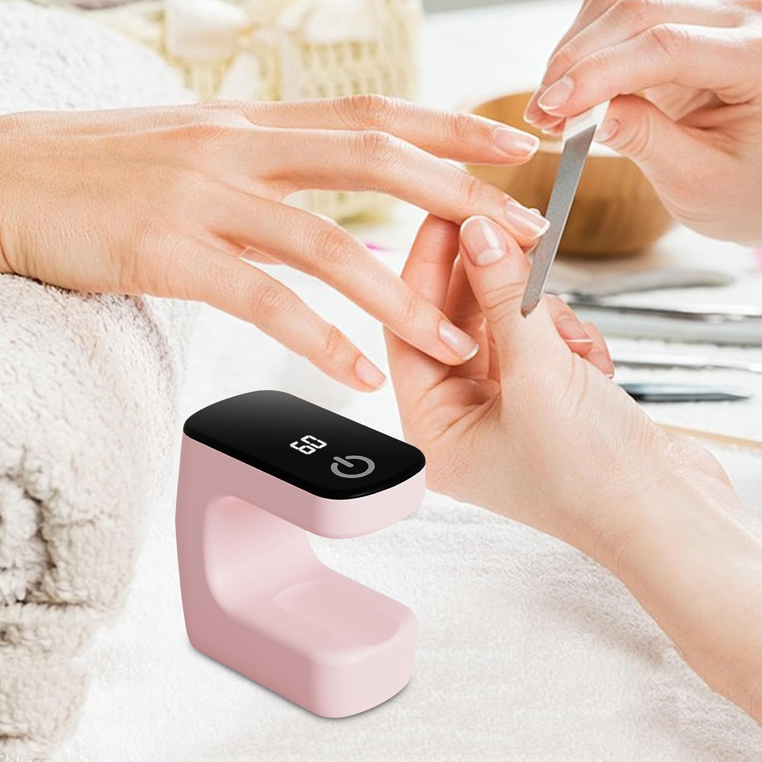 Erconsso Nail UV Light - LED Lamps for Gel Polish - Mini Manicure Curing Device for Home Salon Travel Enthusiasts Workshop Activities Ladies Women Busy Professionals - Pink image number 2