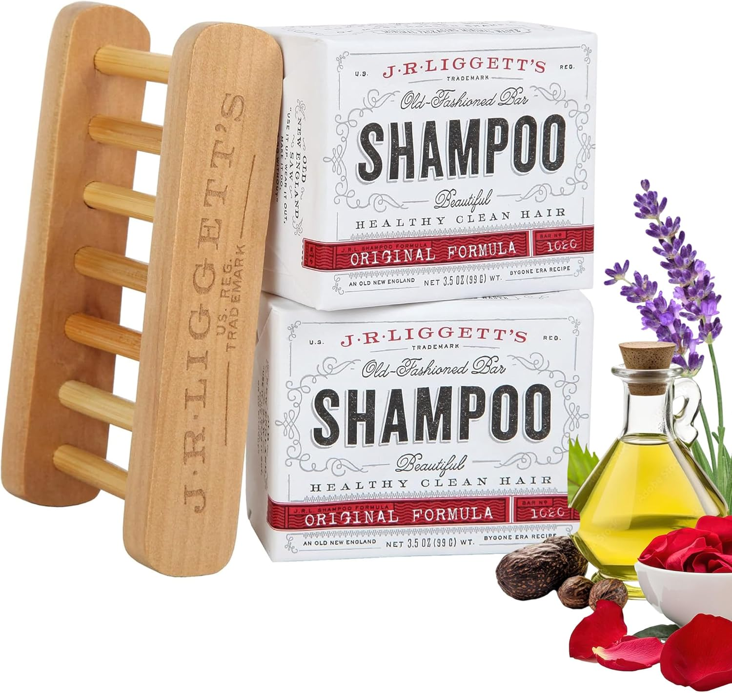 J.R.LIGGETT&rsquo;S All-Natural Shampoo Bar - 2 Original Formula Shampoo Bars and a Solid Wood Shelf-Prolongs the Life of Your Shampoo Bar - Nourish Follicles with Antioxidants and Vitamins - Sulfate-Free image number 3