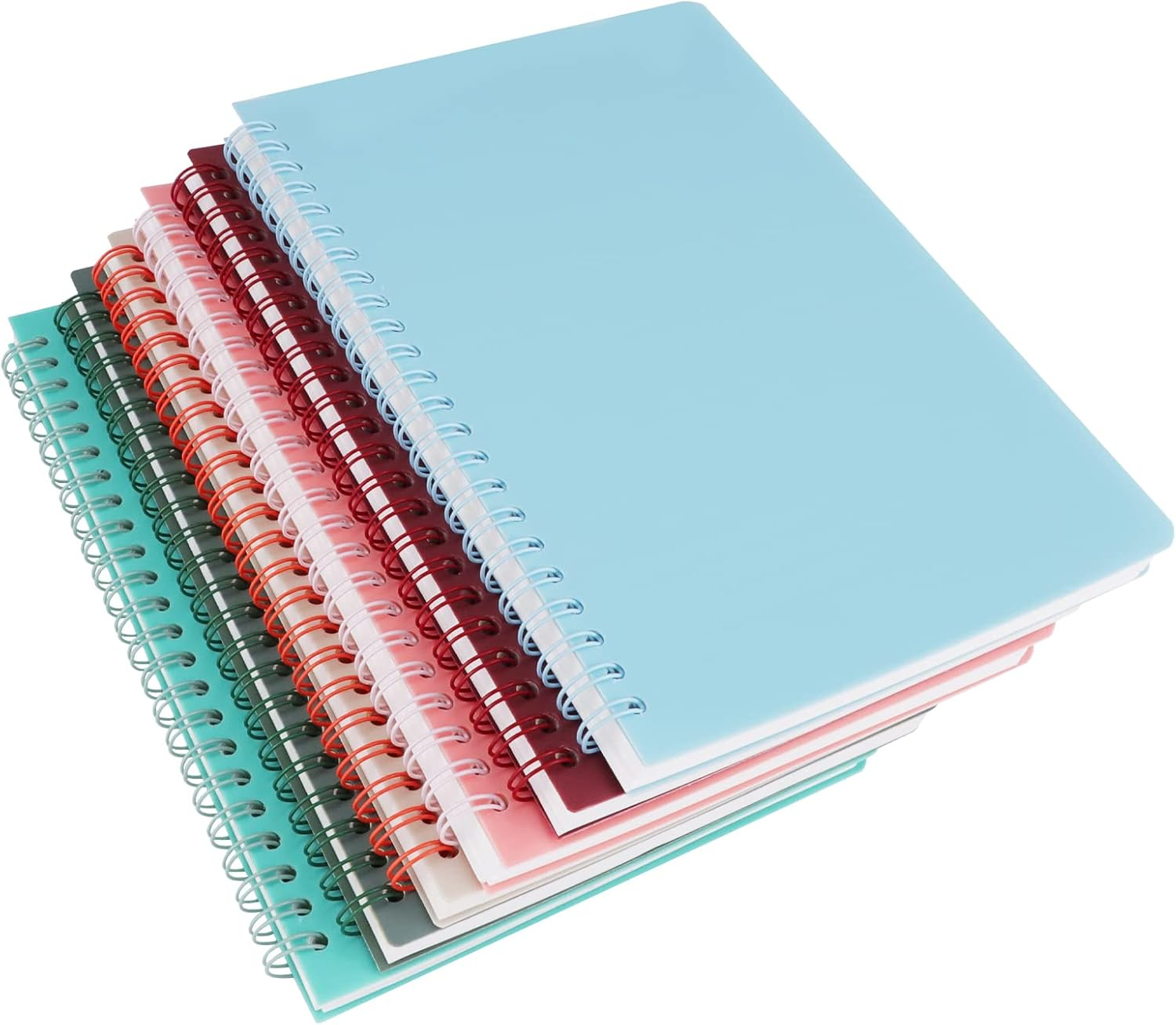 6Pcs A5 Spiral Notebooks, FHDUSRYO Colorful Plastic Cover Notebooks, 6 Color 8Mm Ruled 80 Sheets 160 Pages Journals for Study and Note, Planner, Diary (21X15 Cm) image number 3