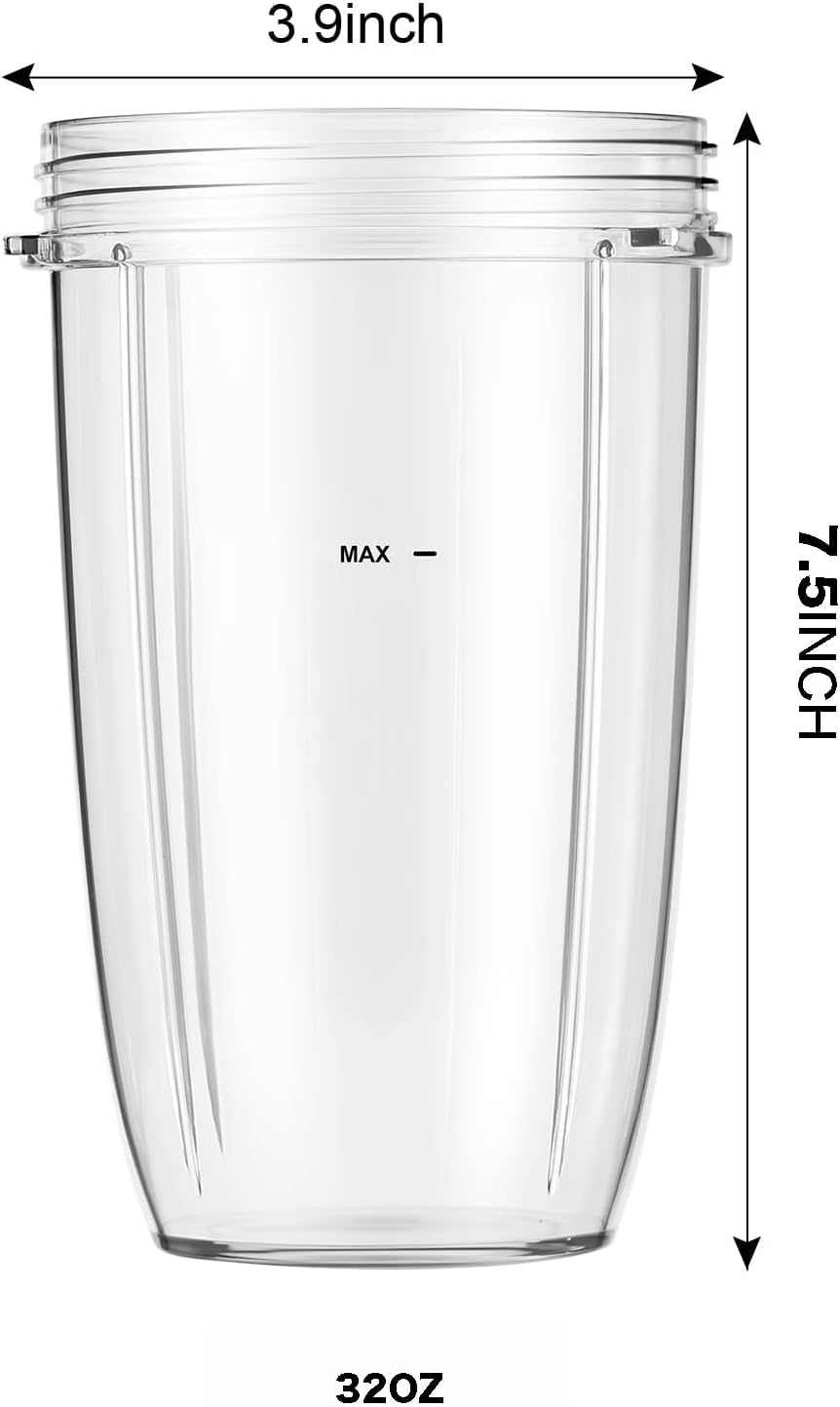 JANADIO 2Set Blender Cups 24Oz/32Oz Cups with Flip-Top To-Go-Lids Fit for Nutribullet Blender 600W Pro 900W Nutribullet Replacement Parts (32Oz) image number 3