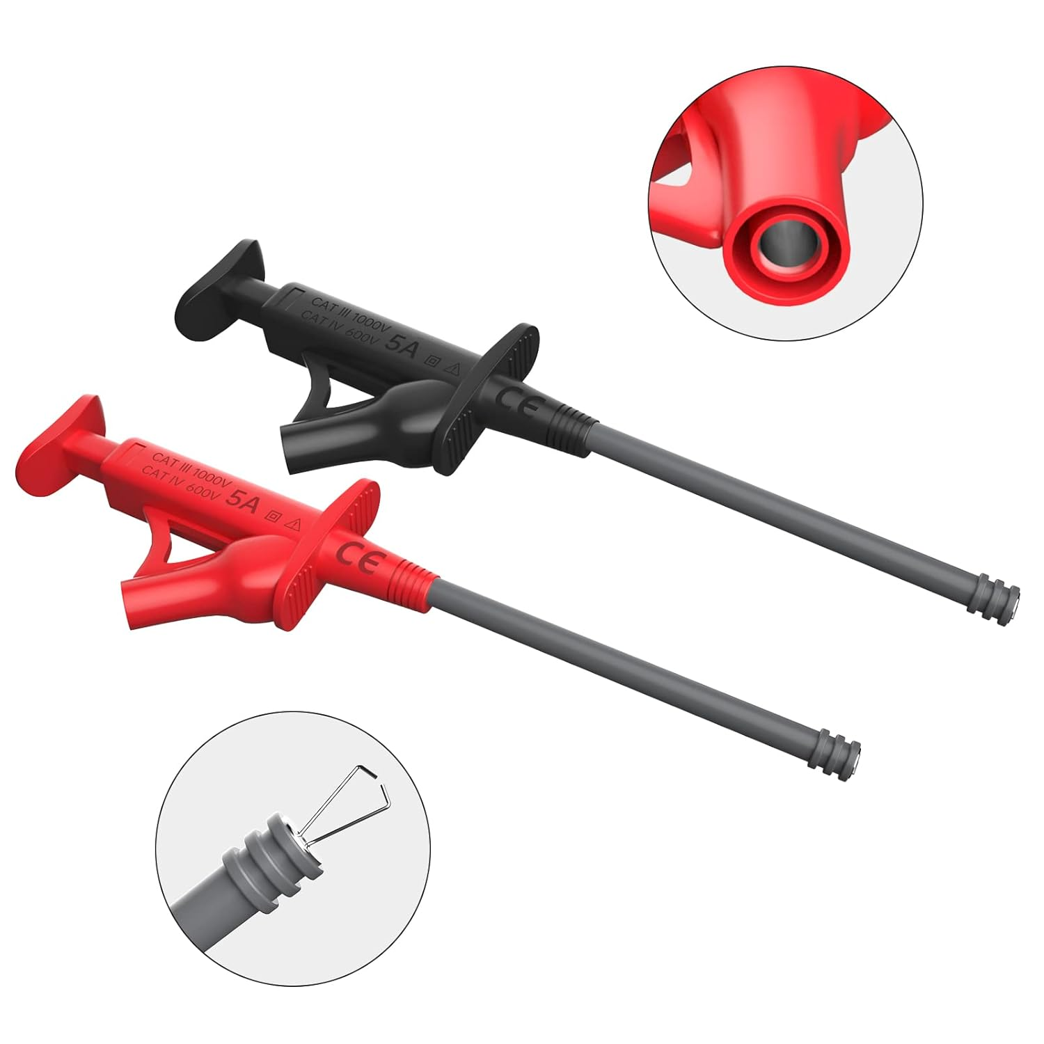 Goupchn 25PCS Silicone Multimeter Test Leads Kit with Replaceable Wire Piercing Probes, Alligator Clips, Test Hook Clips, Test Tweezer for Digital Electrical Multimeter Testing image number 4