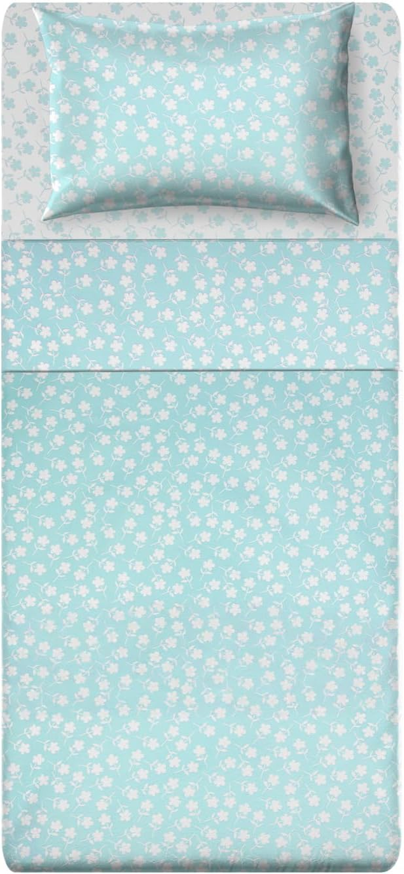 KASANOVA 1 Poli Single Bed Linen Set with Blue Floral Print, Cotton Polyester image number 1