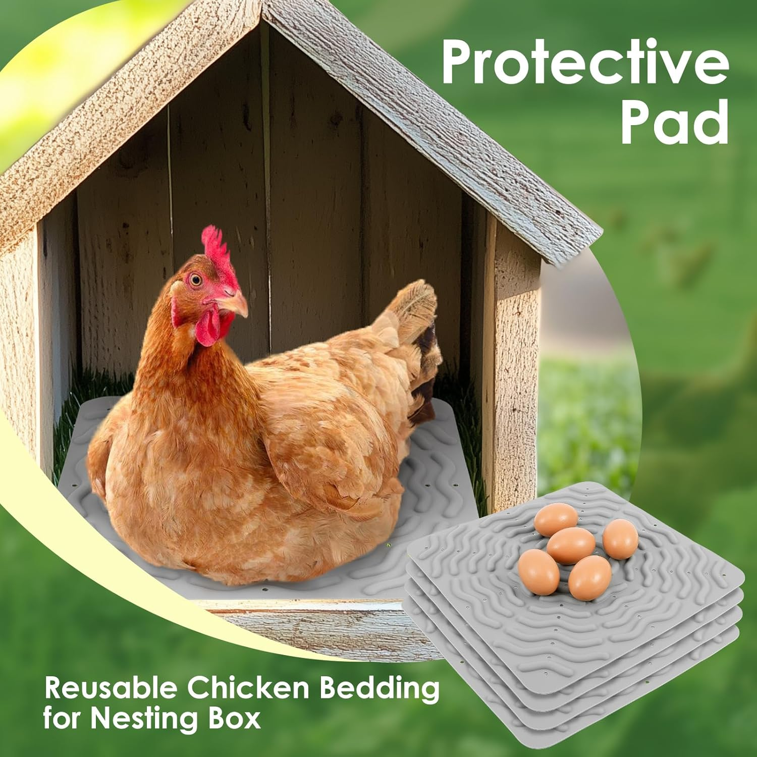 4 PCS Chicken Nesting Pad 12 Inch Washable Chicken Laying Pads Reusable Soft Silicone Hen Nesting Mats Laying Egg Mat for Hens Laying Egg image number 6