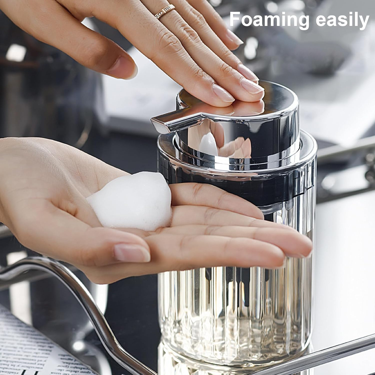 Foaming Soap Dispenser 300Ml, Hand Foam Soap Dispenser Pump Refillable image number 1