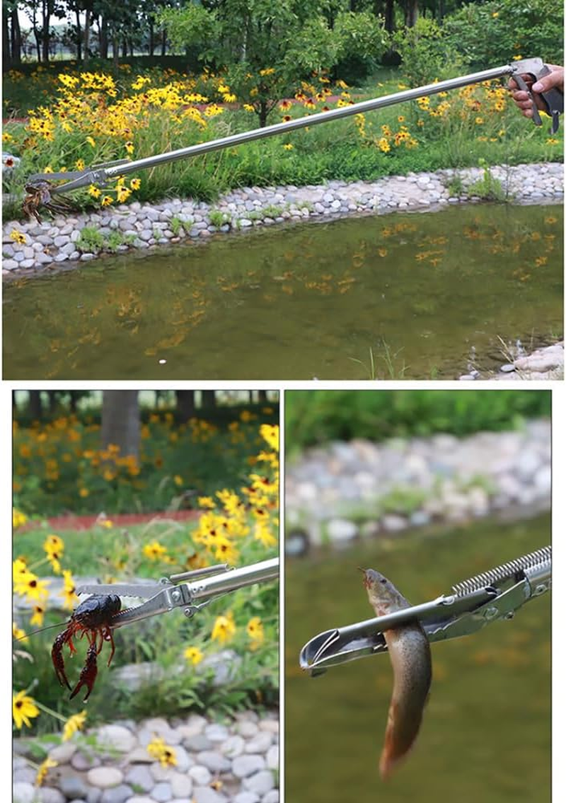 Snake Tongs, 47" Extra Long Snake Grabber Tool, Collapsible Reptile Snake Tongs, Stainless Steel Snake Catcher Stick, Snake & Reptile Hook Wide Jaw Pick-Up Handling Tool 1.2M Straight Clip image number 4