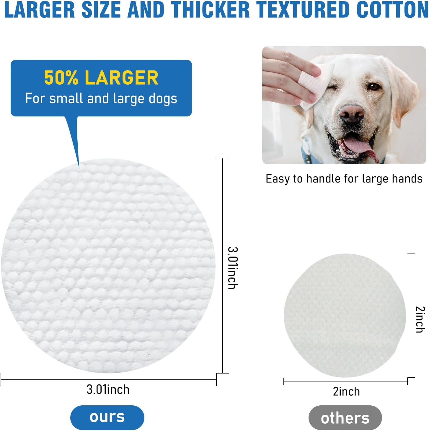 Kopmath Dog Eye Wipes, Tear Stain Wipes for Dogs, Big & Thick Cat Eye Wipes for Dogs, Mild Ingredient,Texturized & Presoaked Pet Eye Cleaner Pad for Discharge Crust Booger,100 Ct,Unscented image number 2