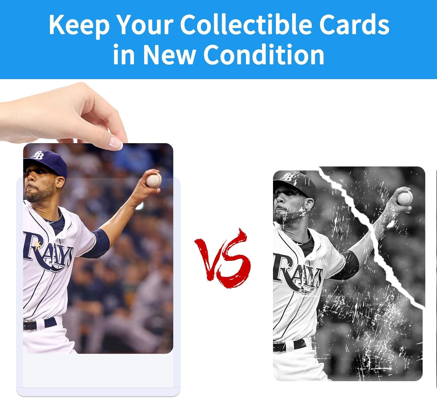 200 Card Sleeves Top Loads for Cards, Cardnovux 3"X4" Baseball Card Protectors Hard Plastic, Premium Toploads Card Holder for Trading Sports Football Game Cards (100Pcs+100Pcs)