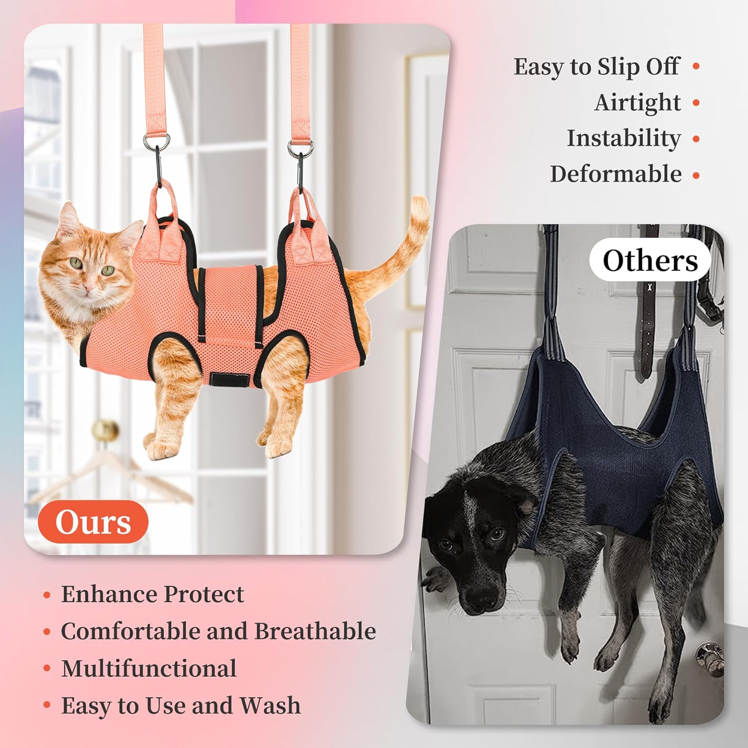 Patiencet Dog Grooming Hammock, Pet Grooming Hammock for Cats & Dogs with Security Strap, Dog Sling for Nail Trimming with Nail Clippers/Trimmer, Nail File, Pet Comb(S)