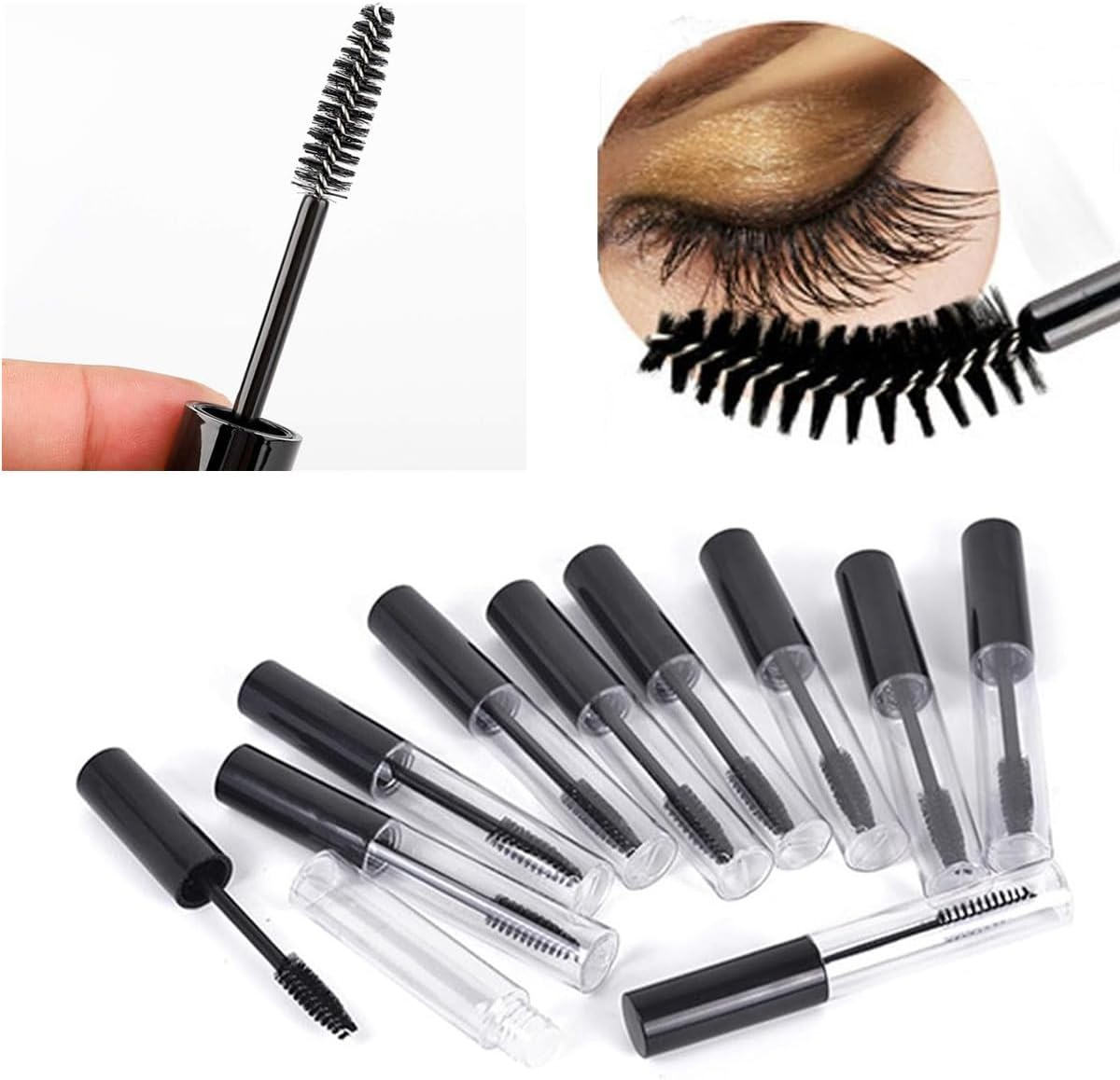 3Pcs 10Ml Empty Mascara Tubes with Eyelash Wand, Eyelash Growth Liquid Portioning Bottles,For DIY Cosmetics,Travel and Business Trip(3 X 10Ml Bottle,3 X Funnel,3 X Dropper,3 X Rubber Inserts) image number 1