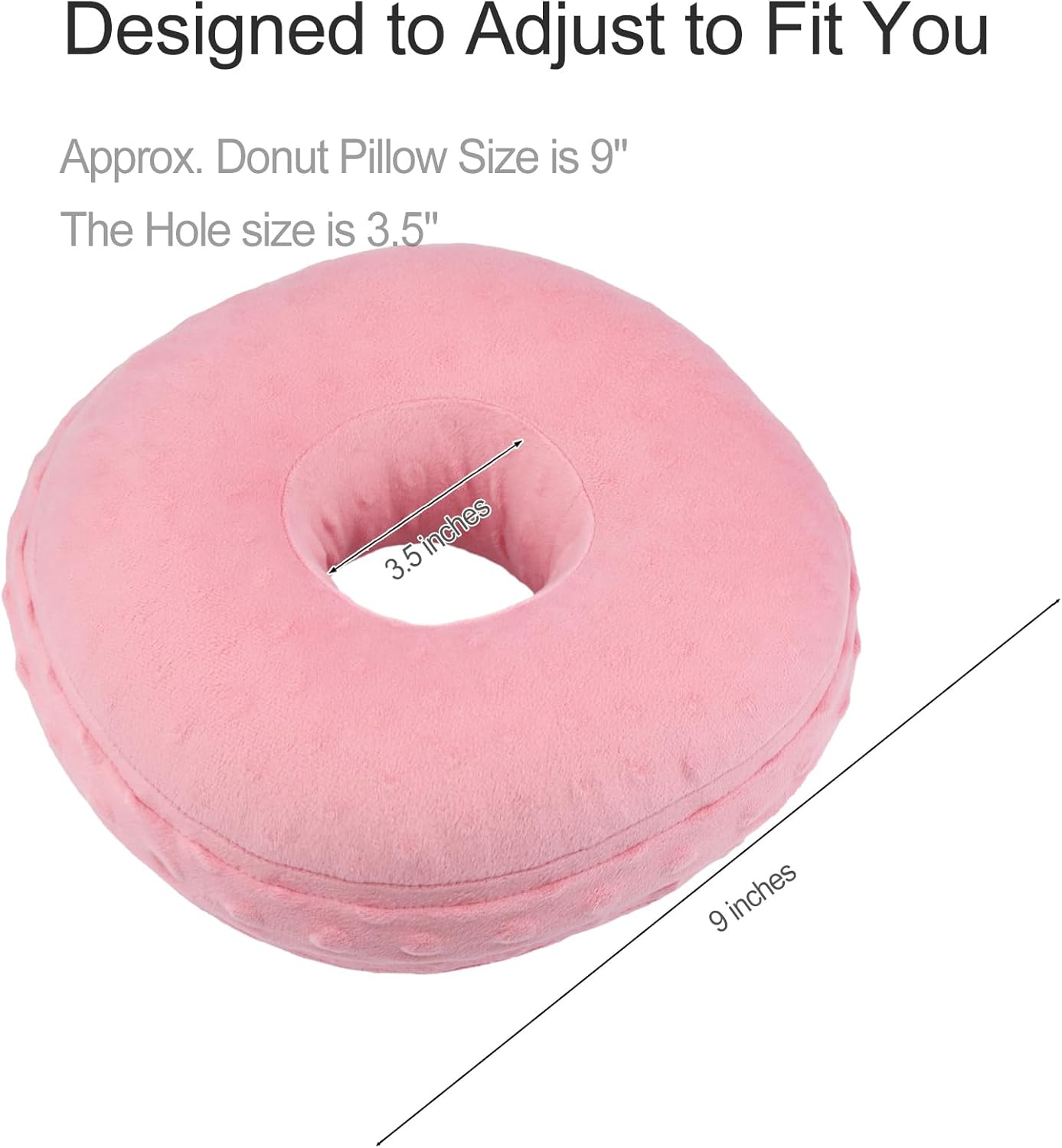 Piercing Pillow with Washable Cover, Ear Piercing Pillow for Side Sleepers with Ear Hole for Ear Pain Relief Cartilage Piercing Side Sleeping Pillow Pressure Sore Cnh Donut Pillow Minky Dot Coral - Grey image number 4