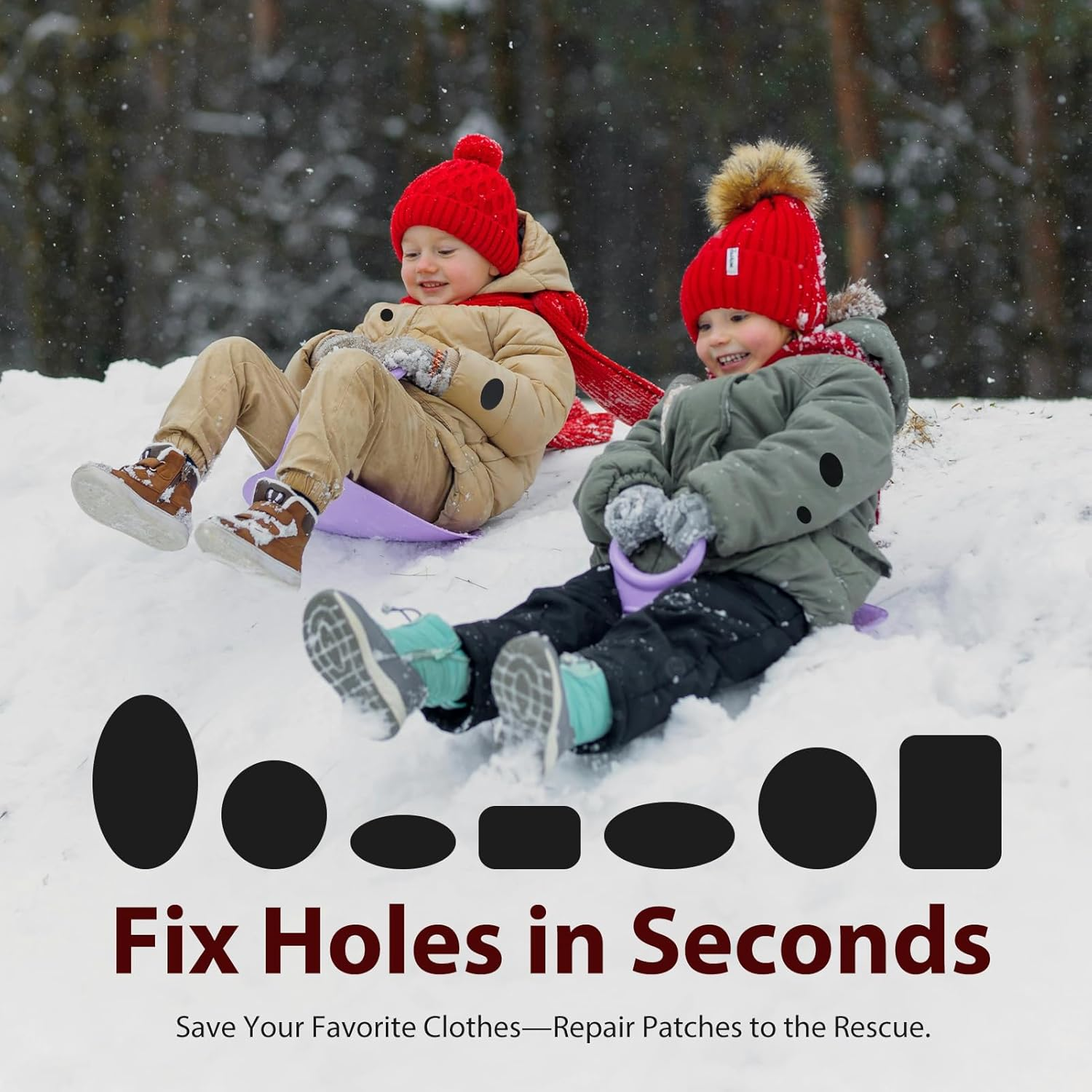 AIAOO Puffer Jacket Repair Patch Kit, 2PCS Self-Adhesive Fabric Patches with 21 Shapes, Waterproof Tear-Resistant for Camping Accessories, Leather & Clothes Repair (Black, 15X15Cm) image number 6