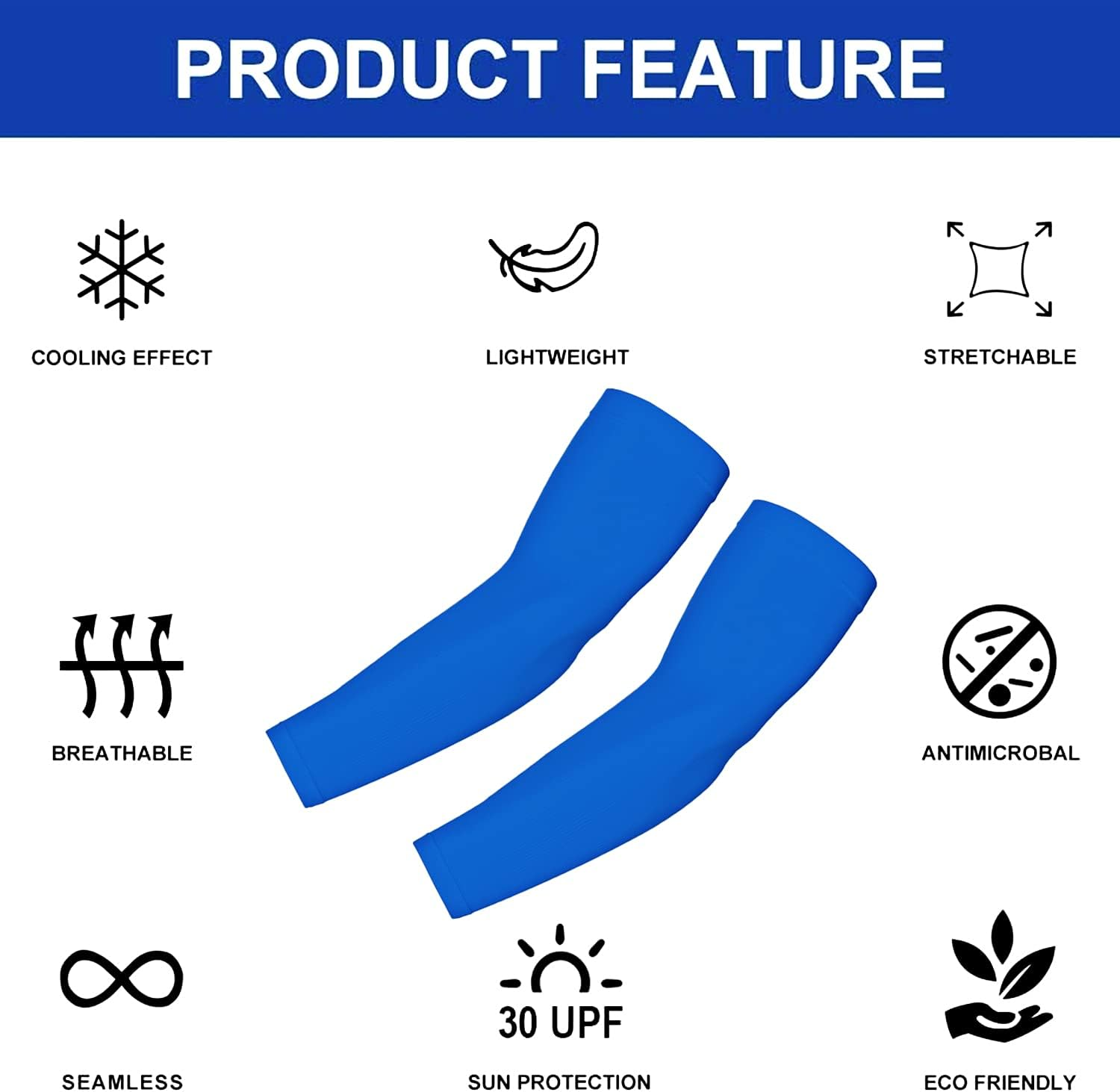 UV Protection Cooling Arm Sleeves - UPF 50 Compression Arm Sleeves for Men/Women/Students for Elbow Brace, Baseball, Basketball, Football, Cycling Sports image number 3