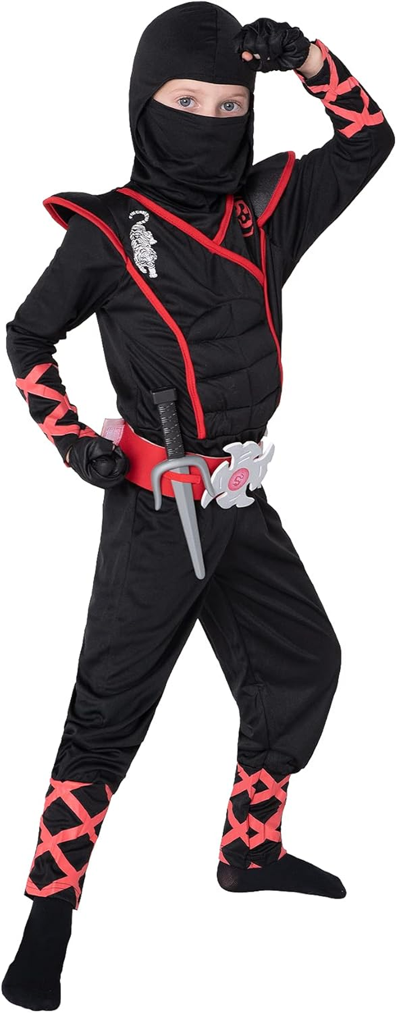 Spooktacular Creations Halloween Ninja Costume, Ninja Outfit Set for Kids, Halloween Costumes for Boys Dress up Party image number 6