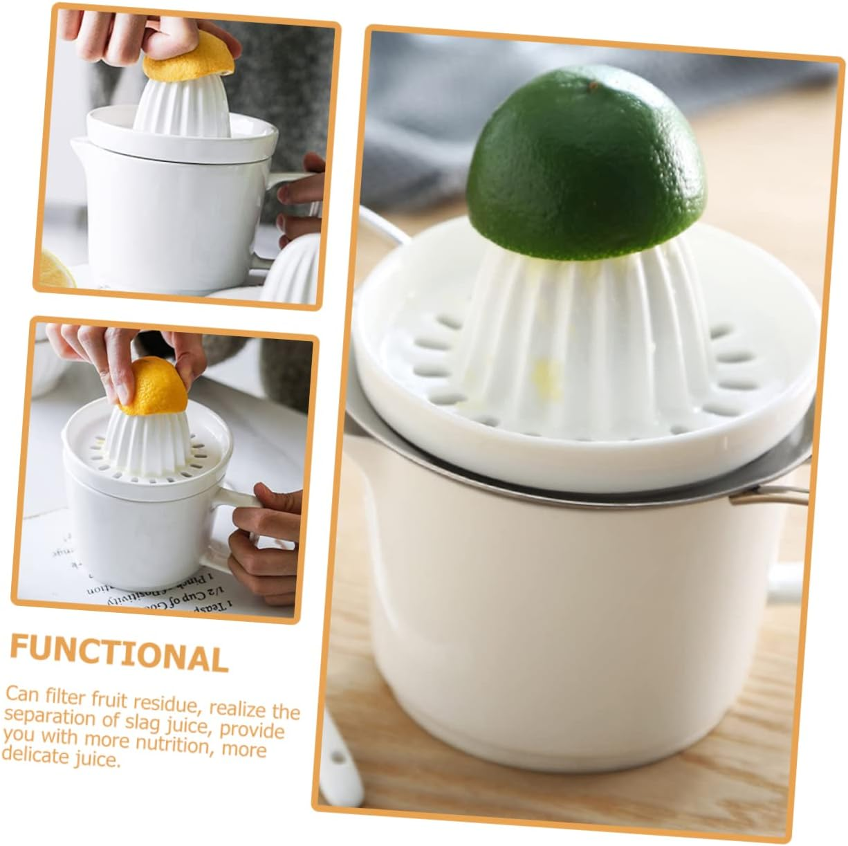 NOLITOY Manual Citrus Juicer Portable Ceramic Squeezer for Quick Juice Extraction Easy to Clean Fruit Squeezer Tool for Lemons Oranges and More image number 1