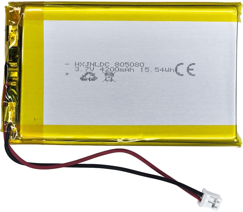 DC 3.7V 4000Mah 805080 Rechargeable Lithium Polymer Battery, Suitable for DIY 3.7-5V Electronic Products with Built-In 2-Wire Battery Replacement and LED Lights image number 2