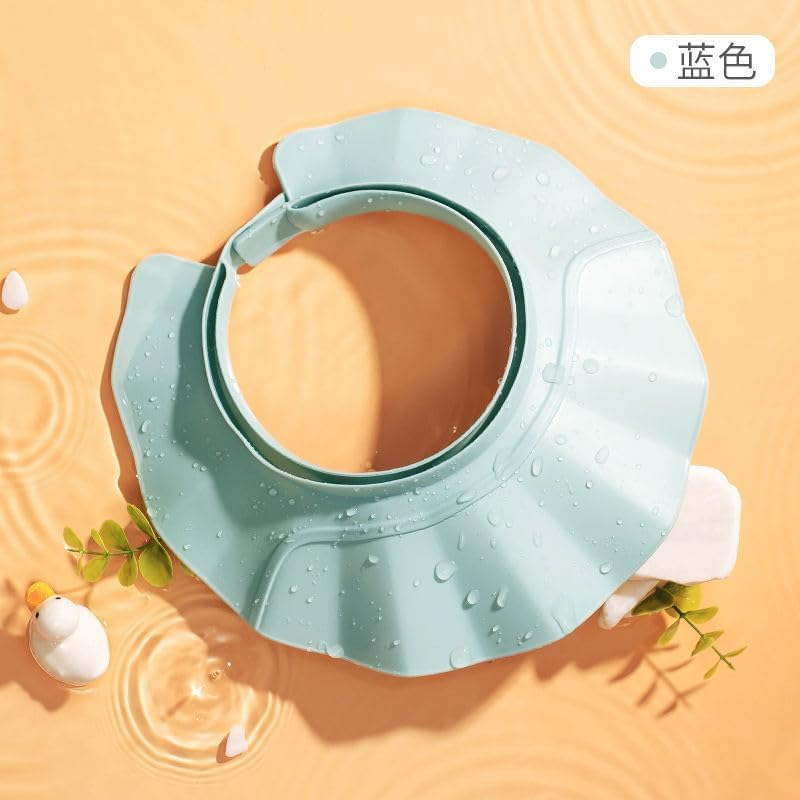AUDWUD Kids Shower Cap Shield, Soft Adjustable Washing Hair Shower Bathing Protection Cap,Visor Hat for Protector Head Eye Ear,Wash Hair Sun-Shade Haircut,Multifunction Non-Leaking,Blue