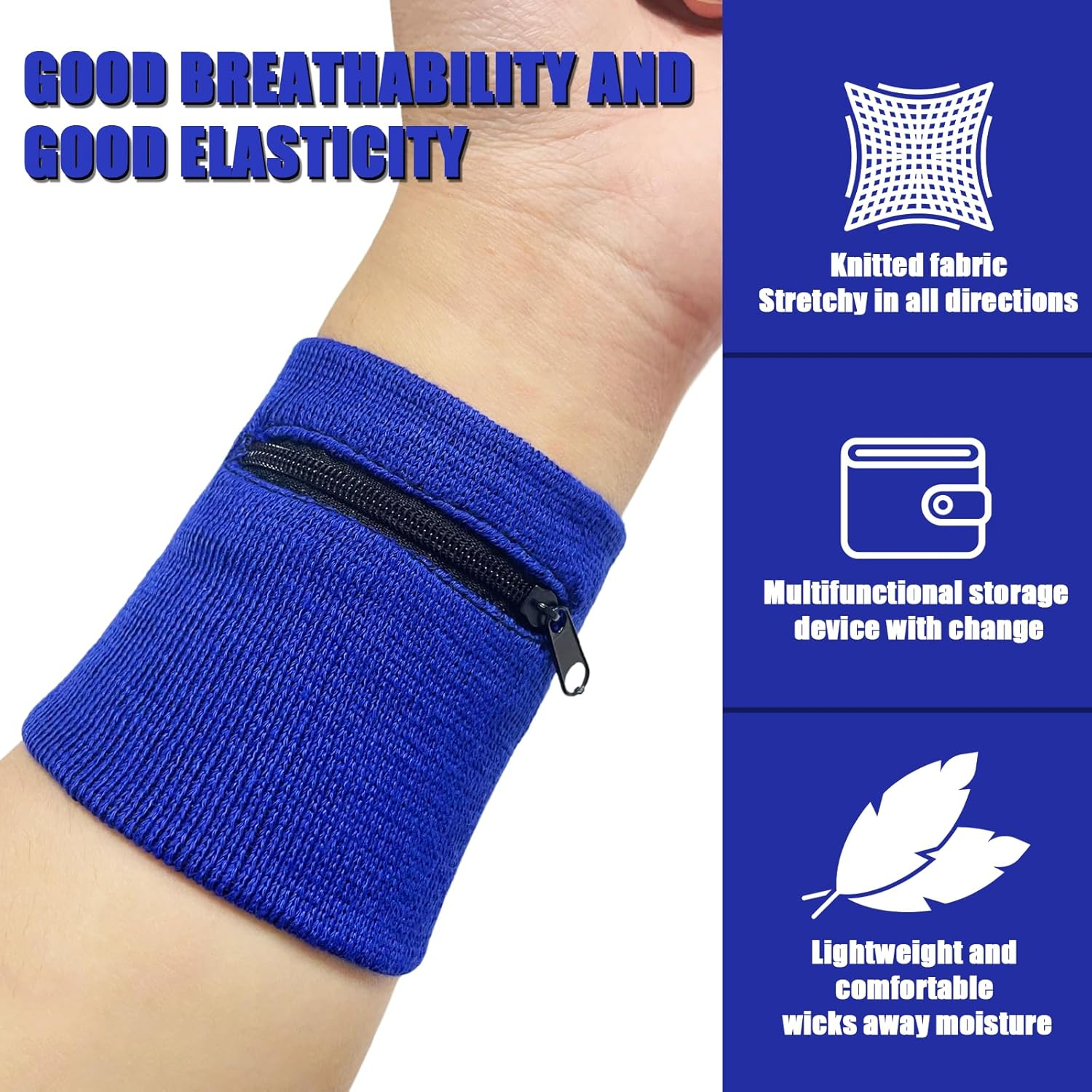 TEAONE Wrist Pouch Wallet, 4 PCS Sweatband Wrist Wallet for Running, Hiking, Cycling (4 Color) image number 5