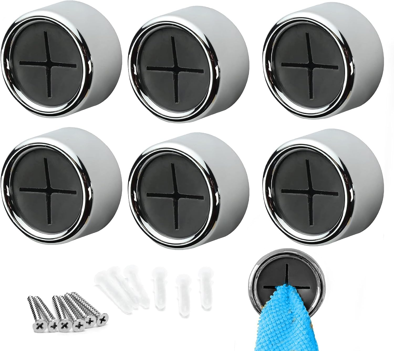 6 Pcs Towel Hook, Self Adhesive Dish Towel Holder, Towel Hanger,Ideal for Kitchen, Bathroom, Shower, Home and Outdoor image number 2