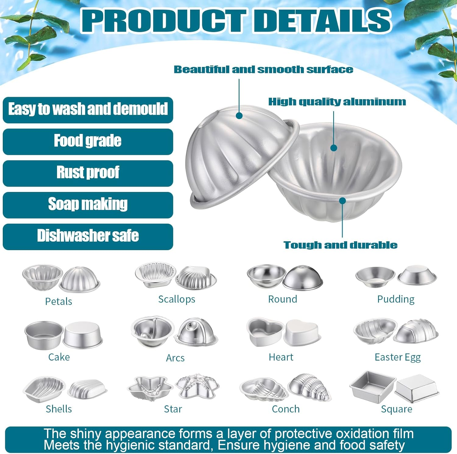 Nuogo 24 Pcs 12 Shapes Bath Bomb Molds Metal Bath Bomb Making for Crafts DIY Kit Candle Soap Making Molds Crafting Press Mould Handicrafts Supplies Gifts for Birthday image number 5