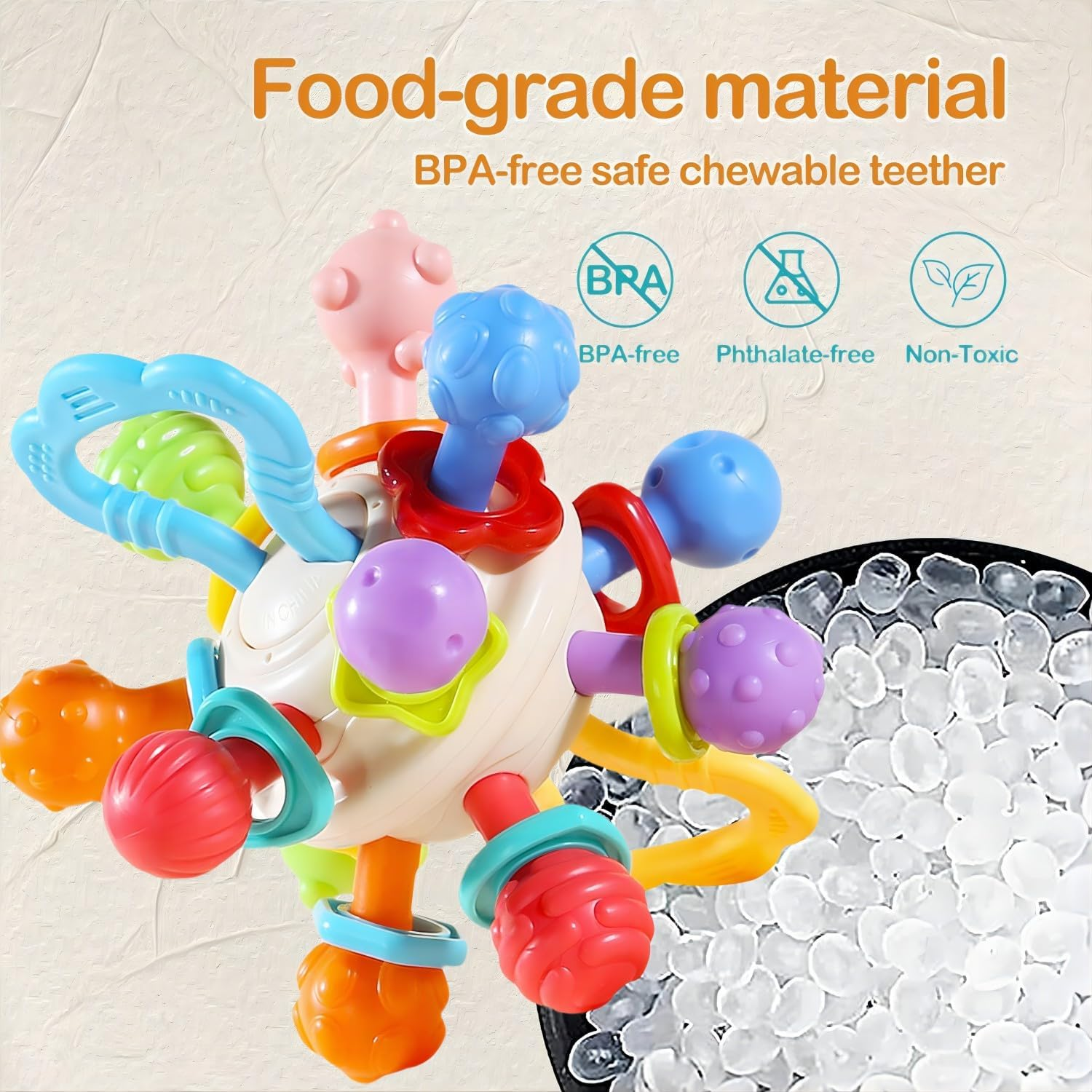 EFQAN Baby Teether Sensory Toys, Montessori Developmental Rattle for 0-18 Months, Teething Relief & Sensory Stimulation, Perfect for Newborns, Travel & Bedtime Play, Colorful Interactive Gift image number 2