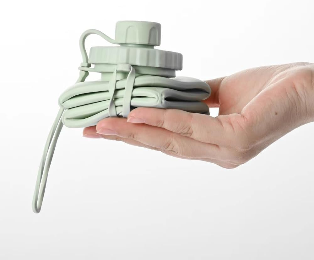 Lianjia Collapsible Water Bottles for Travel Essentials，Lightweight, Durable, and Leak Proof Design for Foldable Water Bottle ，Expandable Bpa-Free for Travel Water Bottle，600 Milliliters（Green） image number 1