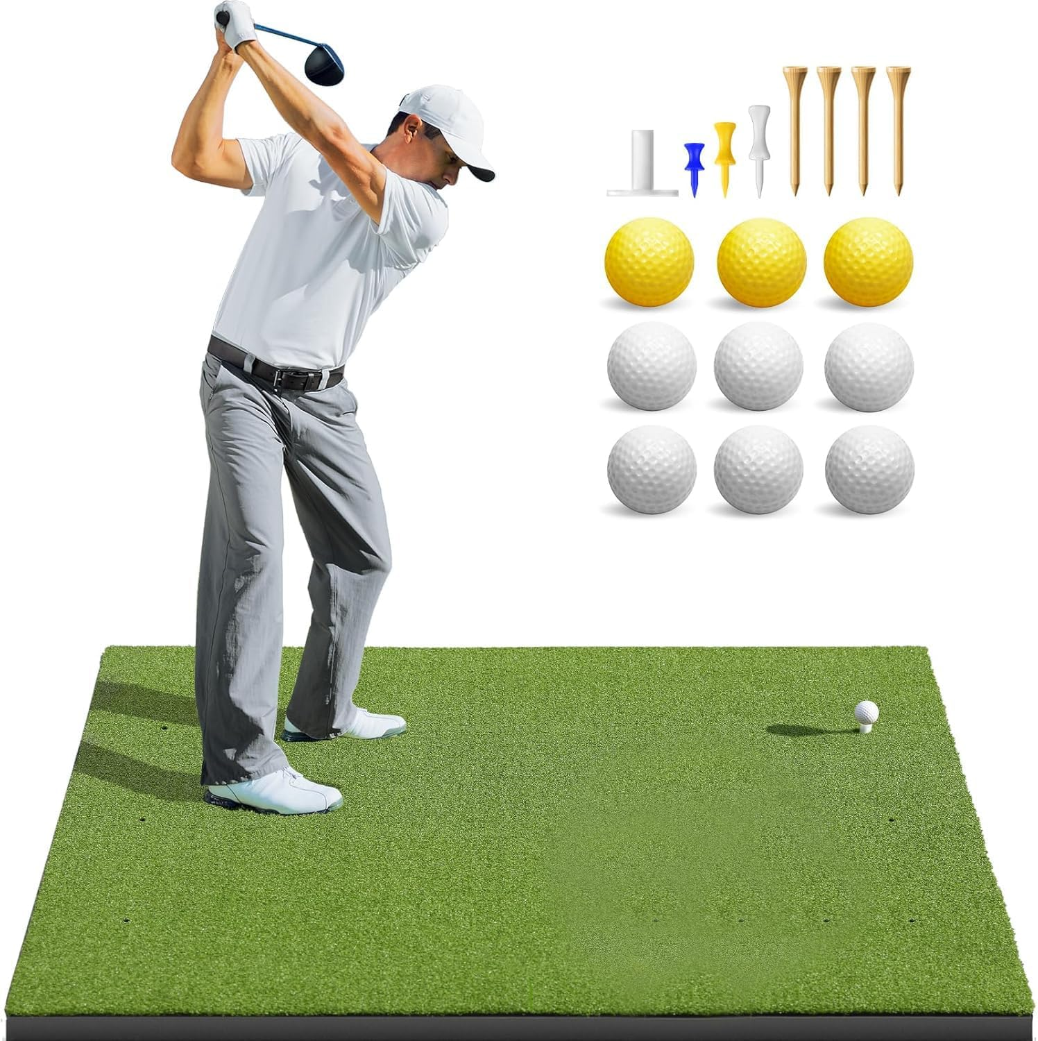 Thickened Golf Mat, 1.5 M X 1 M Heavy-Duty Golf Hitting Mats Practice Outdoor/Indoor, Elite Dense Artificial Turf Matt Training Aid for Backyard/Garage/Driving Range/Simulators image number 5