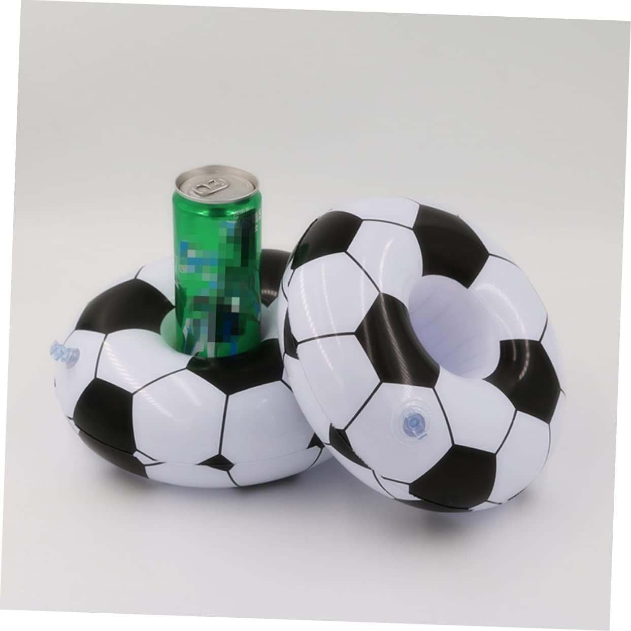 Totority 2Pcs Inflatable PVC Football Drink Floating Cup Holder for Pool Beach Soccer Ball Beach Drink Cup Holder for Party Decorations image number 1