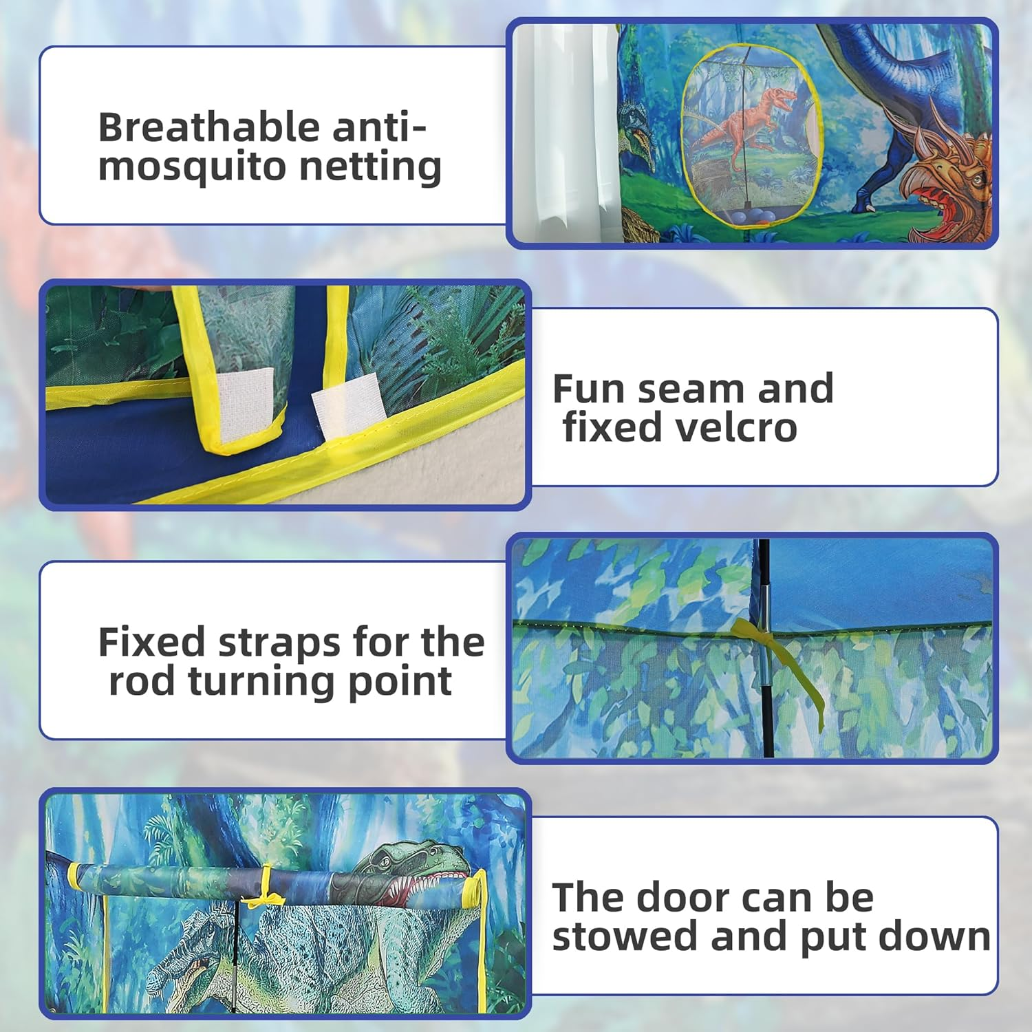 Kids Play Tent Kids Teepee Tent Dinosaur Castle Play Tent Pop up Tent Children Playhouse for Indoor Outdoor Portable Playhouse Boys & Girls Birthday Gift image number 3