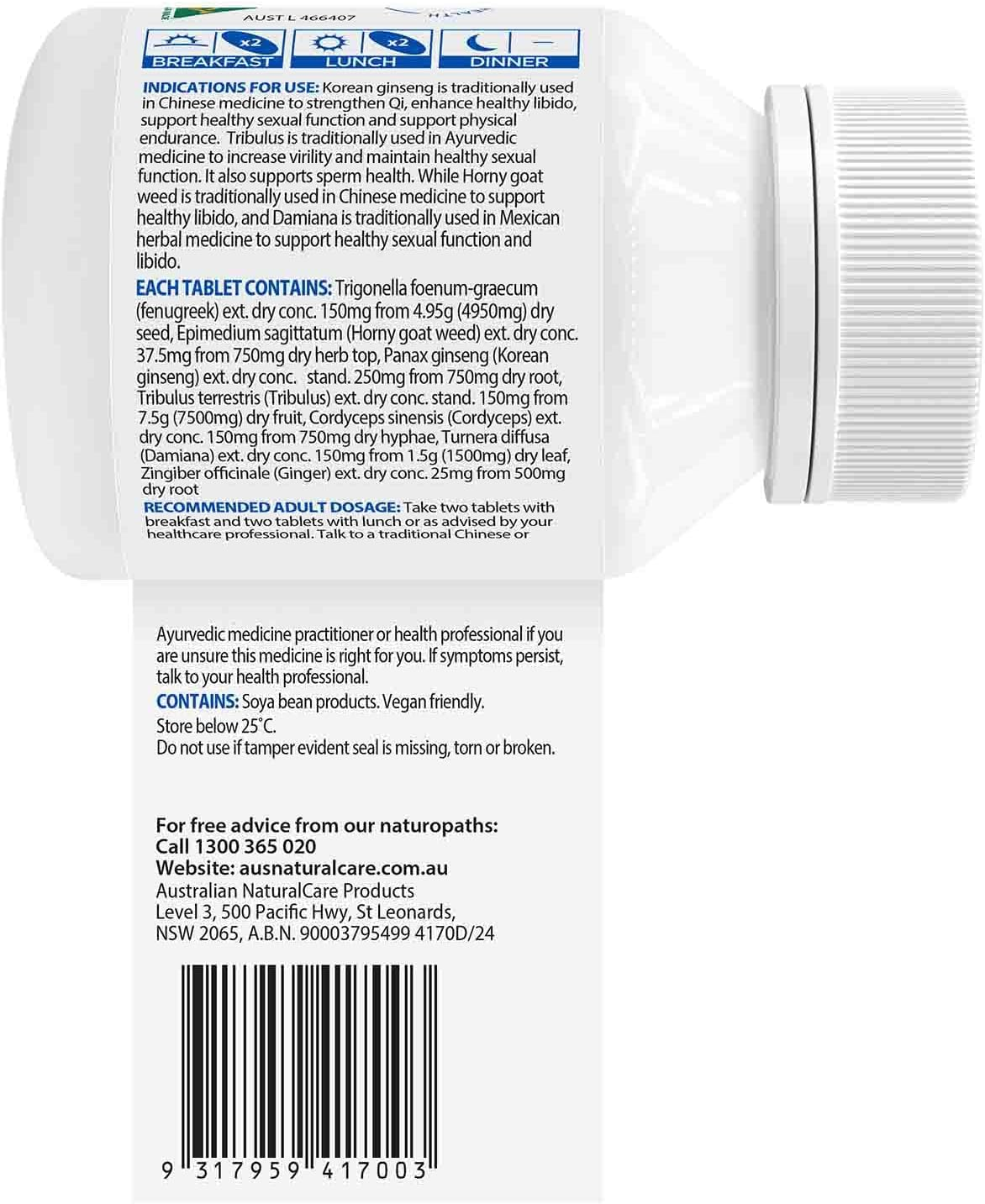 Australian Naturalcare - Libido Max for Men 60 Tabs image number 2