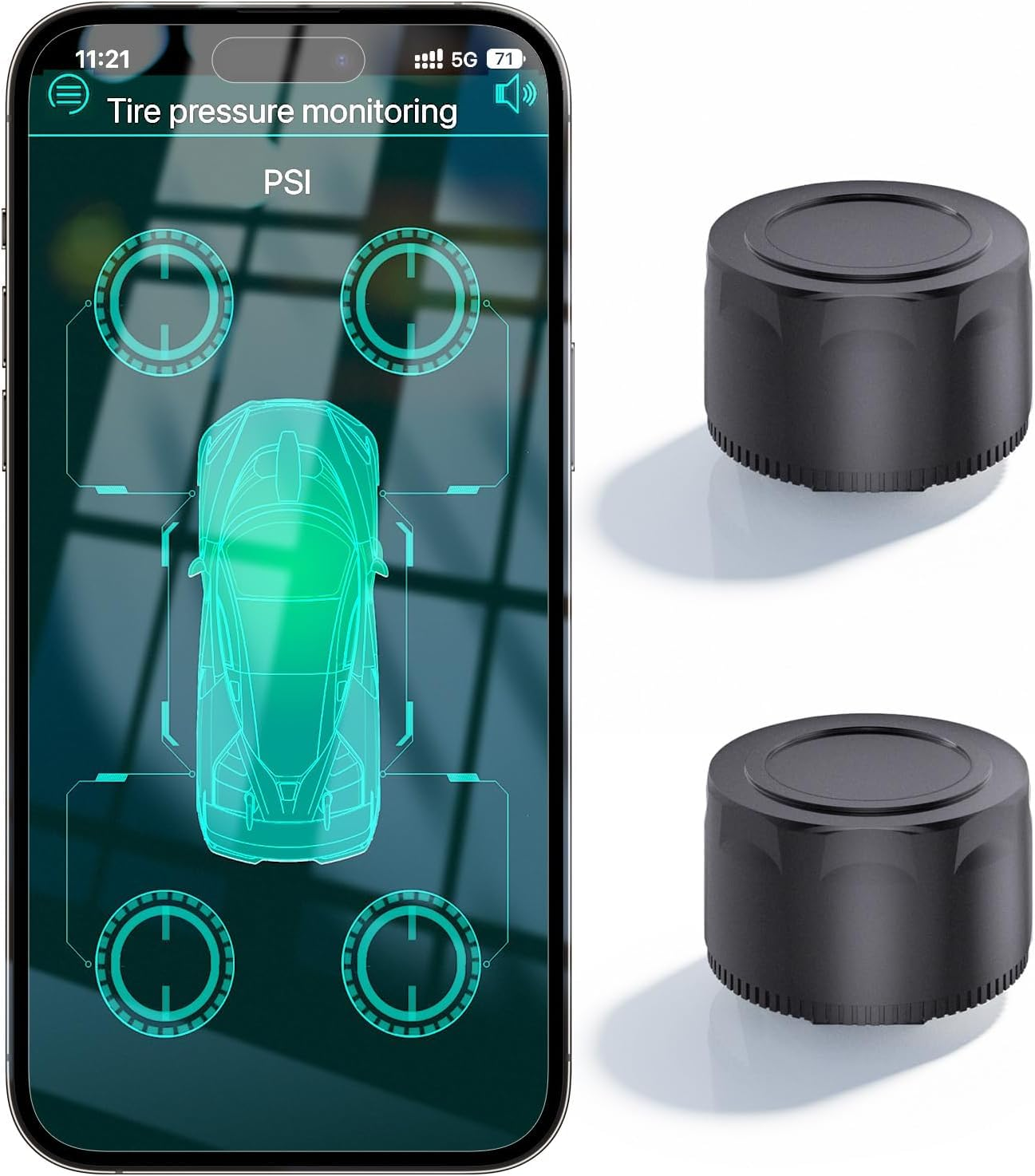 Motorcycle TPMS Tyre Pressure Monitoring System, App Control, Wireless Tyre Pressure and Temperature Detector, Bluetooth 5.0, Supports Ios and Android, with 2 External Sensors image number 3