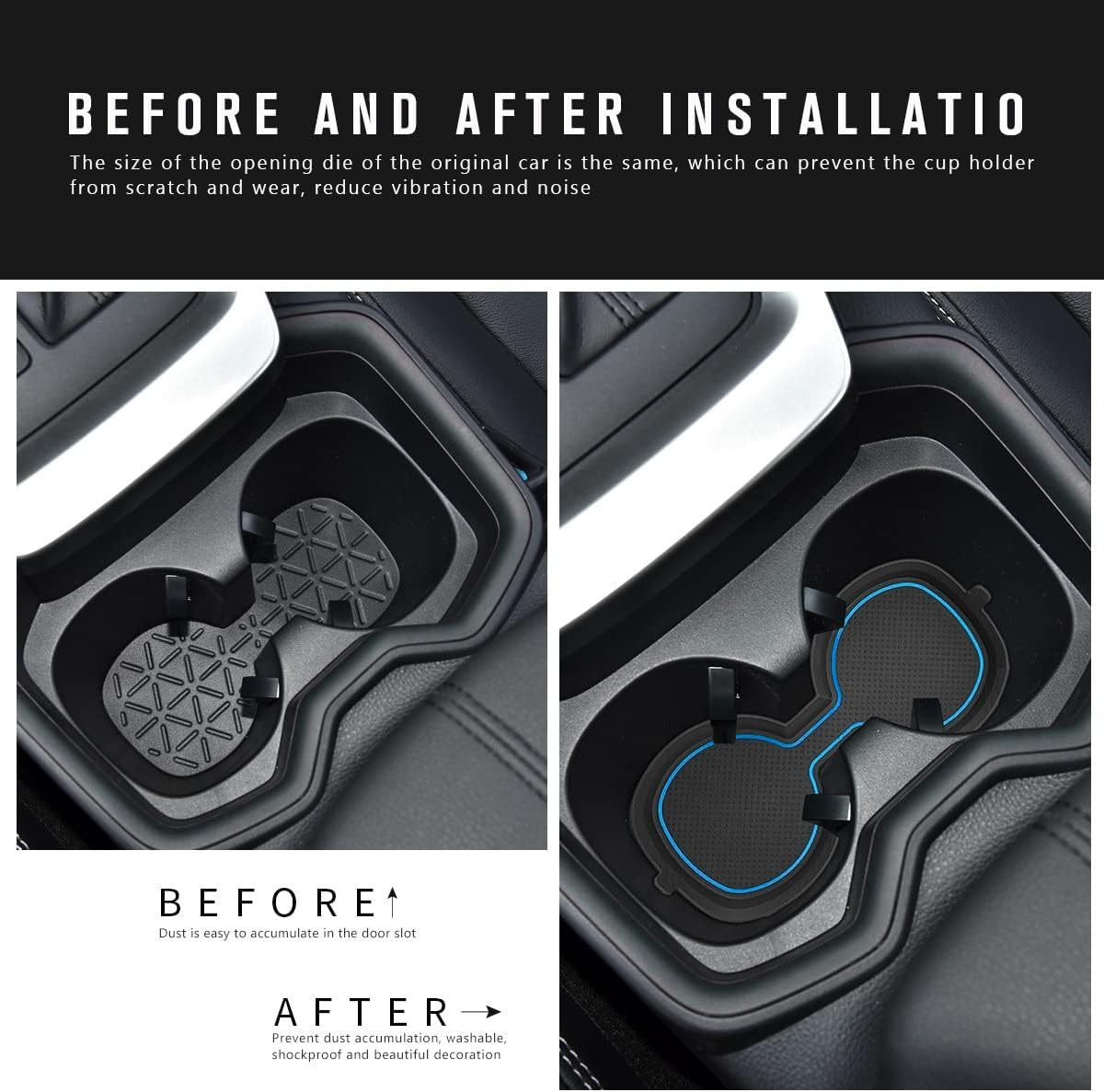 Auovo 3D Cup Holder Inserts for Toyota RAV4 Accessories 2025 2024 2023 2022 2021 2020 2019 Silicone Center Console Cup Holder Coaster Liner Mat Pad Interior Trims (Blue, 2Pcs Kit) image number 6