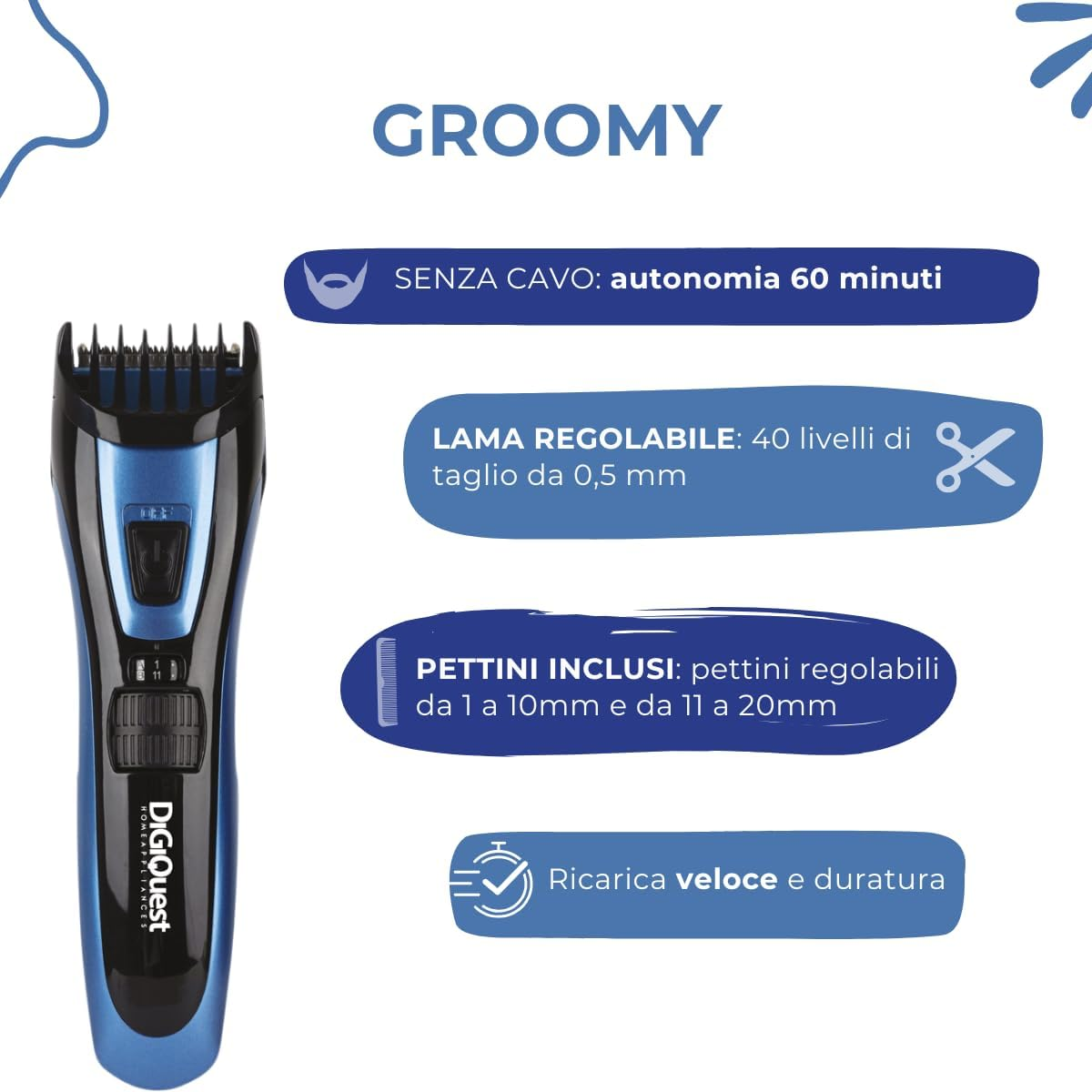 Groomy Cordless Hair Trimmer and Beard Trimmer image number 3