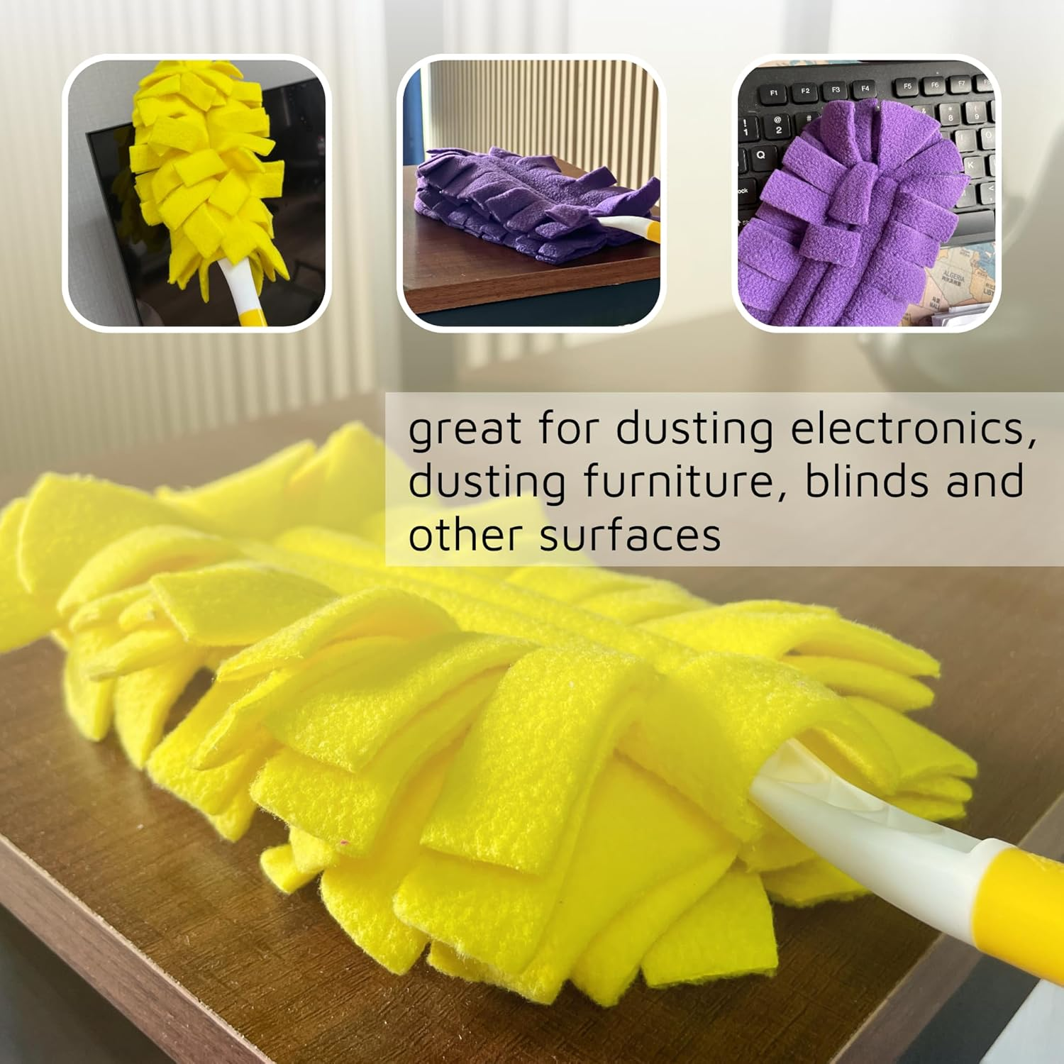 Flammi 360&deg; Fleece Duster Refills for Swiffer, Reusable Dusting Refills Heavy Duty Cloths for Cleaning Compatible with Swiffer Hand Duster (3 Pack-Mixed Color) - 6 Pack-Mixed Color image number 6