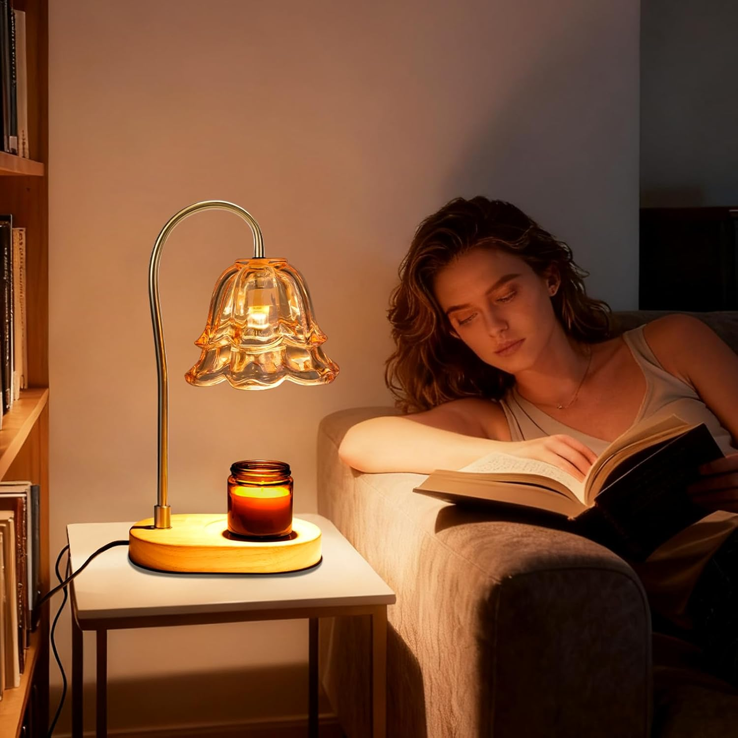 Candle Warmer Lamp AU Plug&ndash; Adjustable Dimmable 35W Light with Timer, Vintage Bluebell Lamp, Safe Design for Wax Melts & Jar Candles, Home Decorative Floral Night Light for Bedroom Birthday Gift image number 4