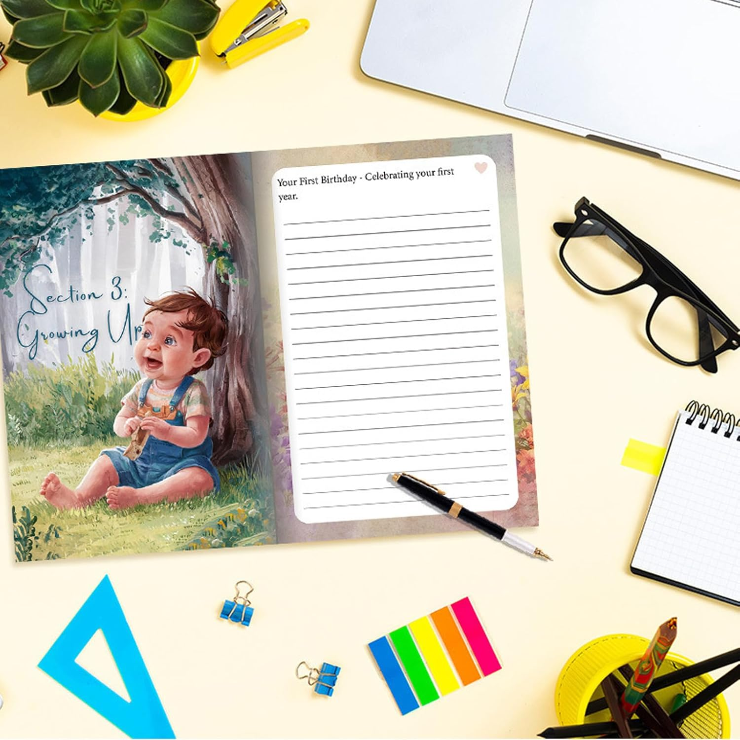 Jlobnyiun Memory Notebook,Memory Keepsake Journal from Parent to Child | 50-Sheet Memo Pad Growth Record Notebook, Parenting Diary for Kids Children Boys Baby Shower Pregnancy image number 5