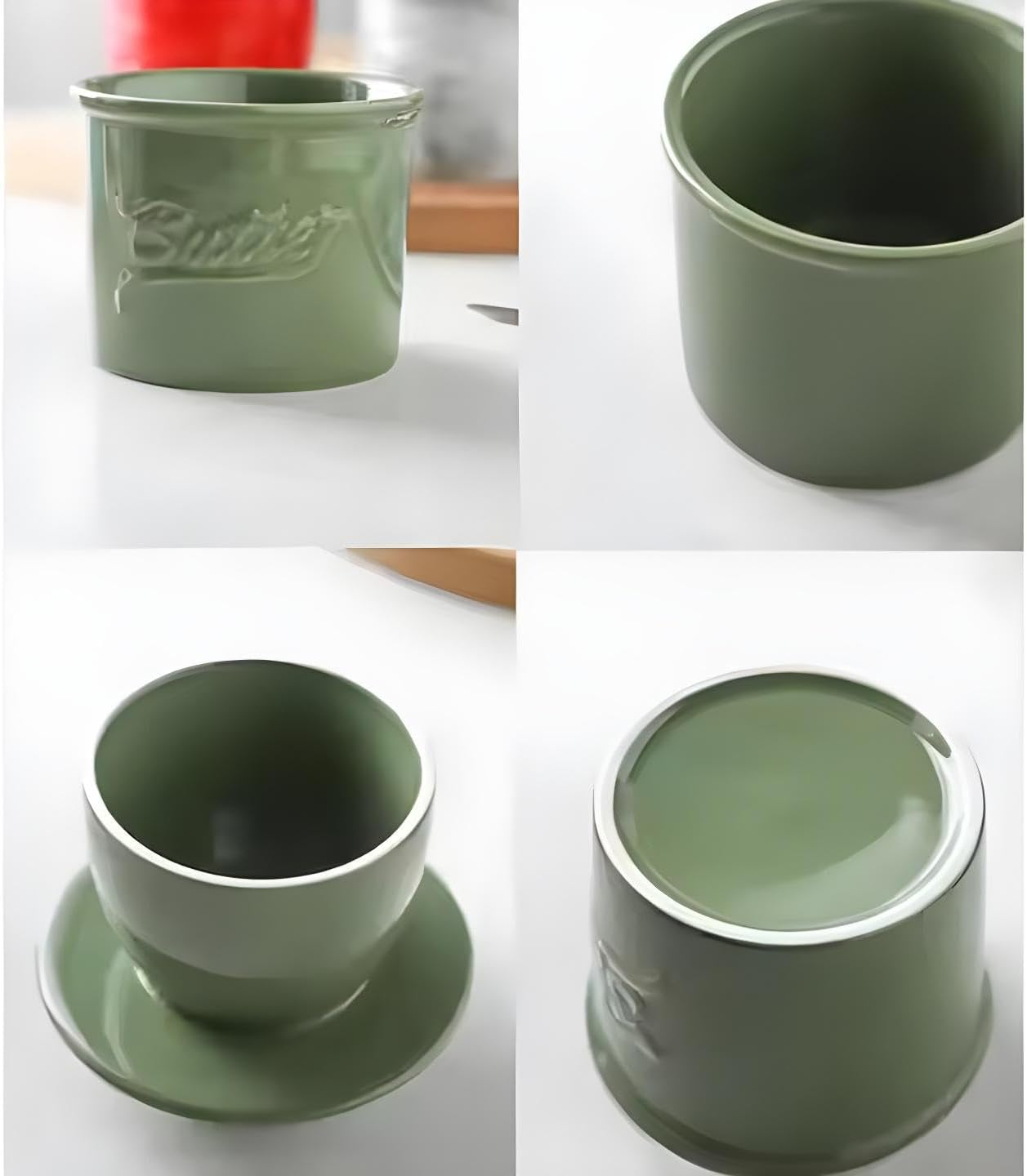 French Butter Crock for Counter with Water Line, Butter Dish Butter Crock French Butter Butter Keeper Butter Dish with Lid Butter Dish with Lid for Countertop(Green)