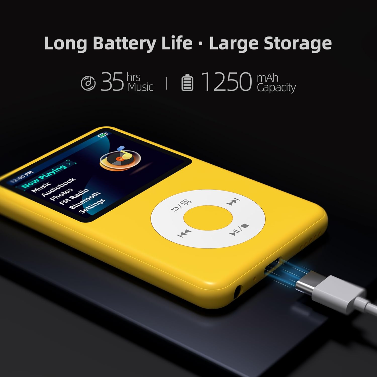 Y1 Mp3 Player with Bluetooth 128G Innioasis Version Upgrade Portable Mini Hifi Sound Bluetooth Walkman Digital Music Player 2.4" Screen Nice 2025 Yellow - Teal image number 4